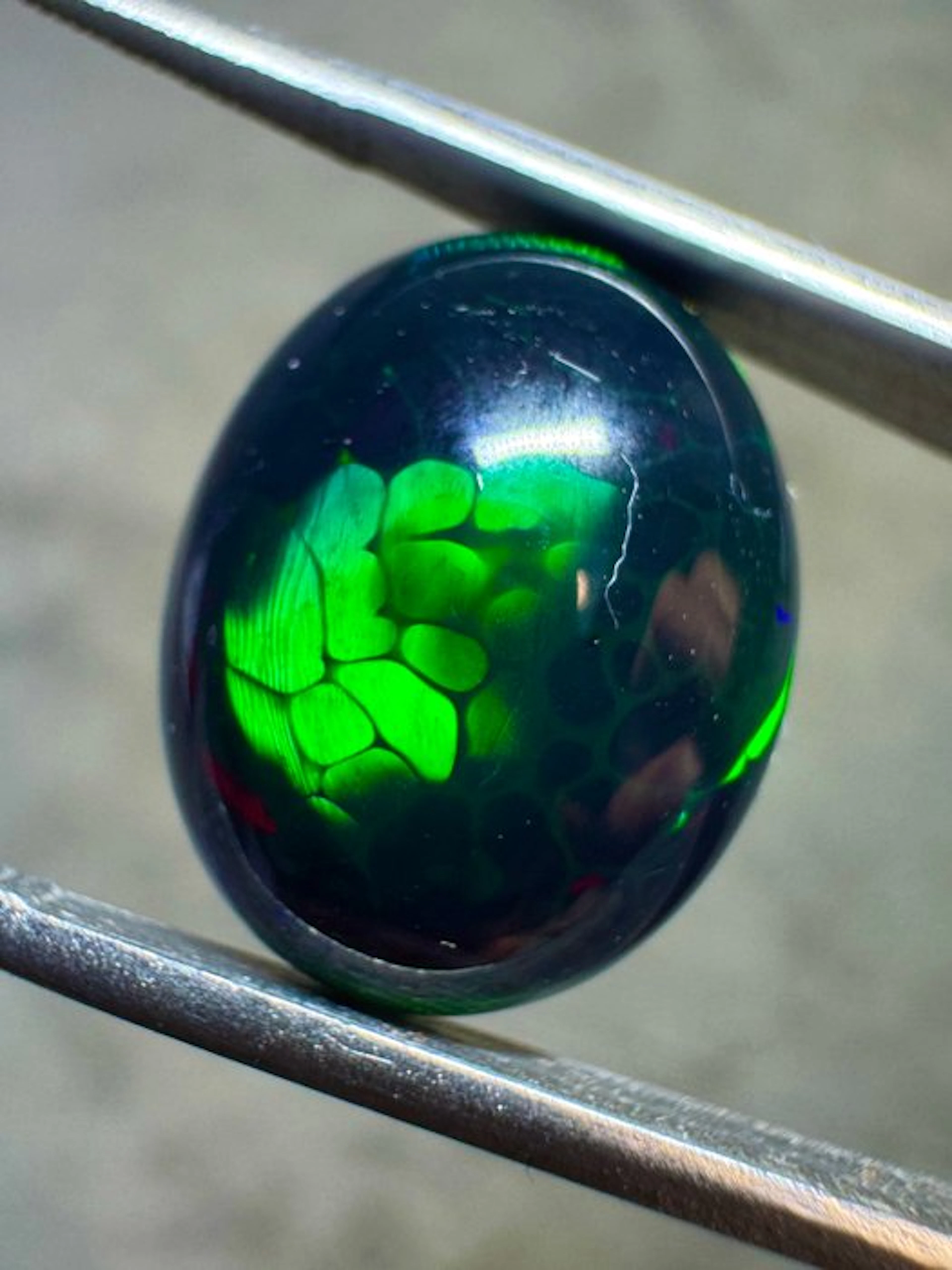 TOP QUALITY!!! Ethiopian black opal - 7.19 carats oval cabochon- 1.44 g