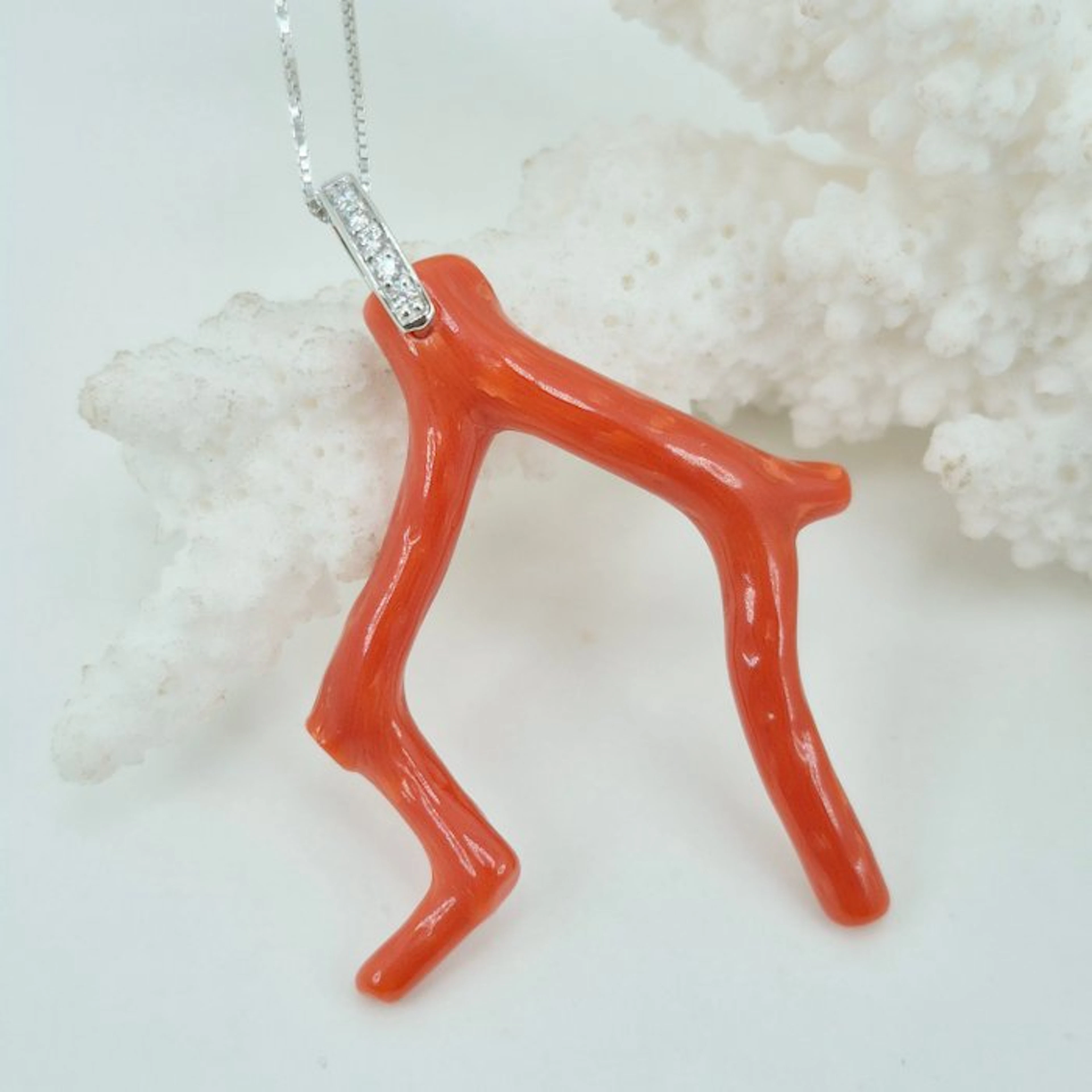 Coral - Silver, No Reserve - Necklace with pendant - CORALLO MEDITERRANEO