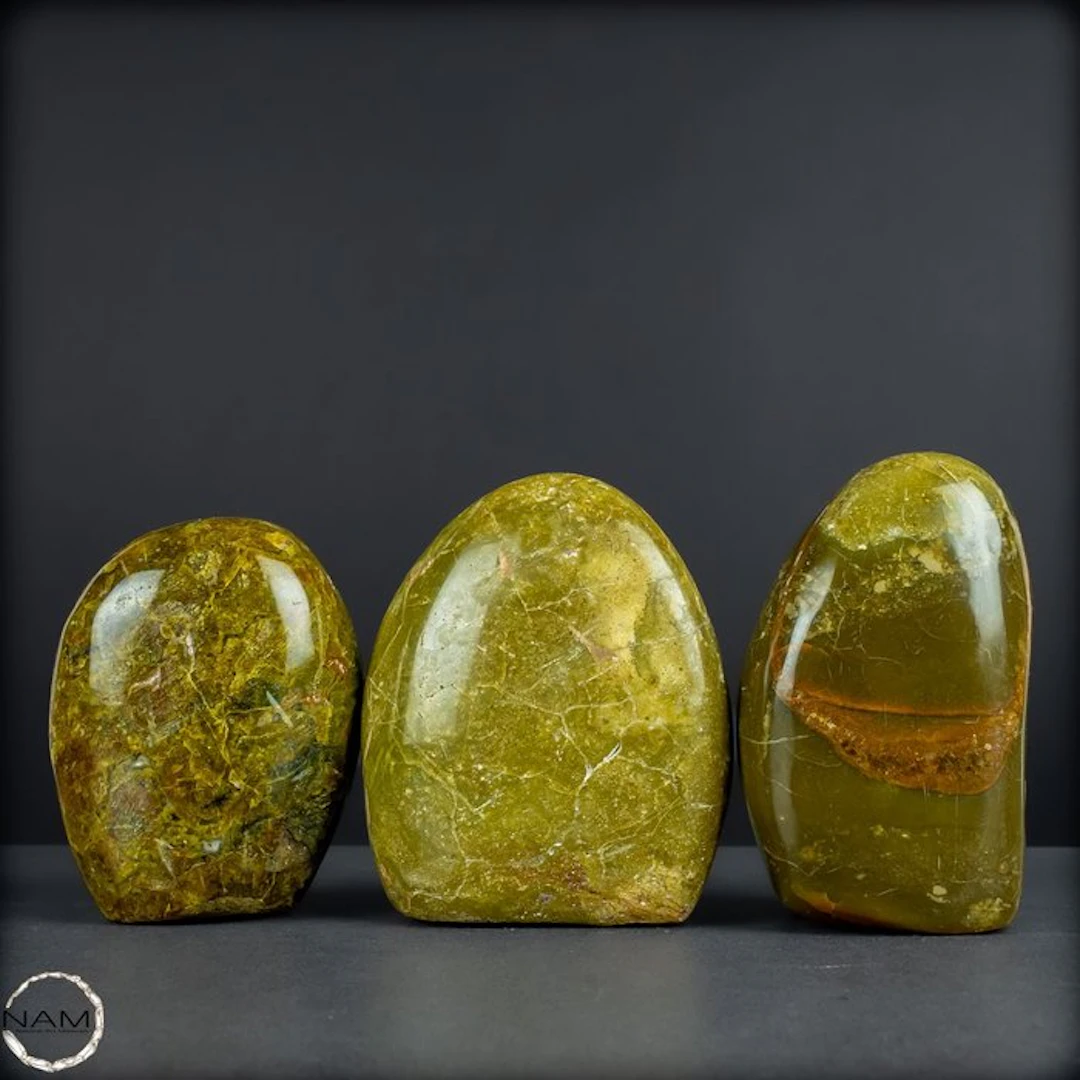 Green opal freeform set – luminous natural artworks in...