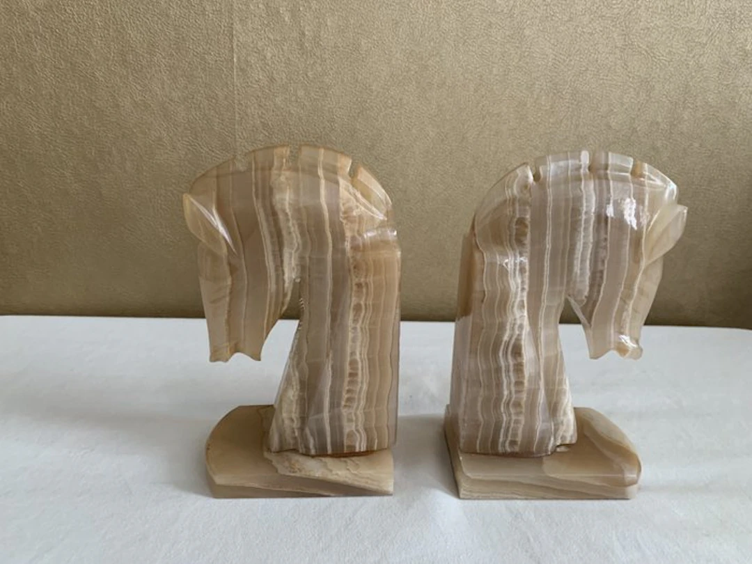 Bookends (2) - Onyx - vintage