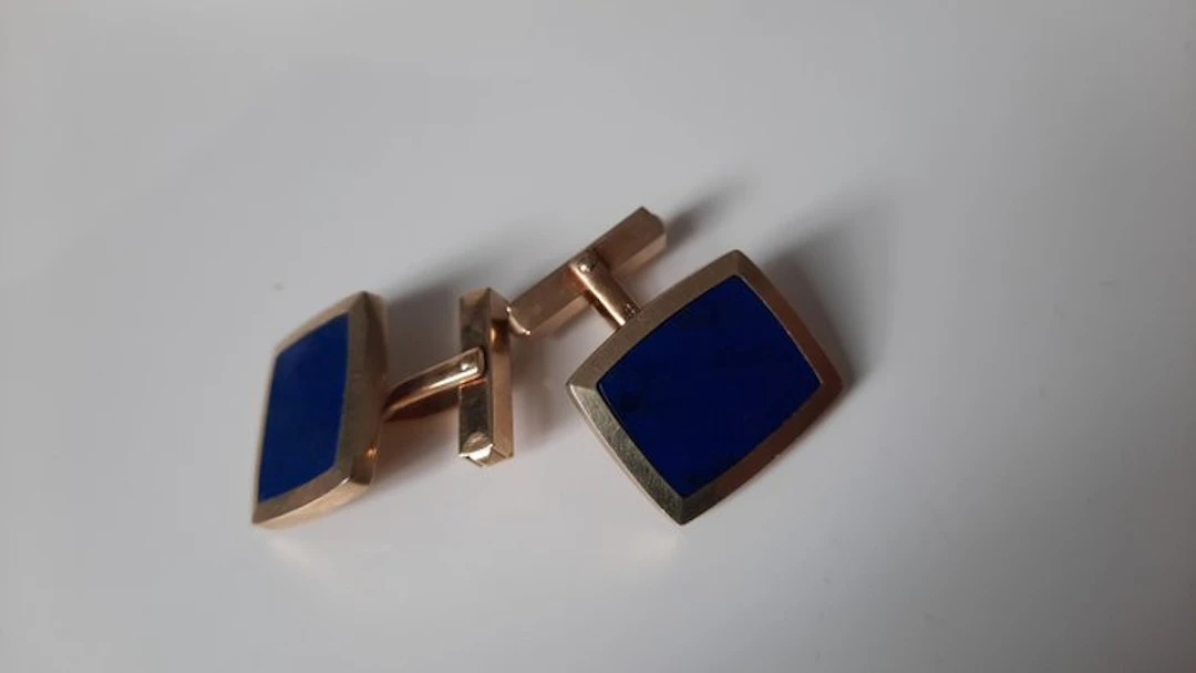 Cufflinks - 14 kt. Yellow gold Lapis lazuli - Vintage cufflinks