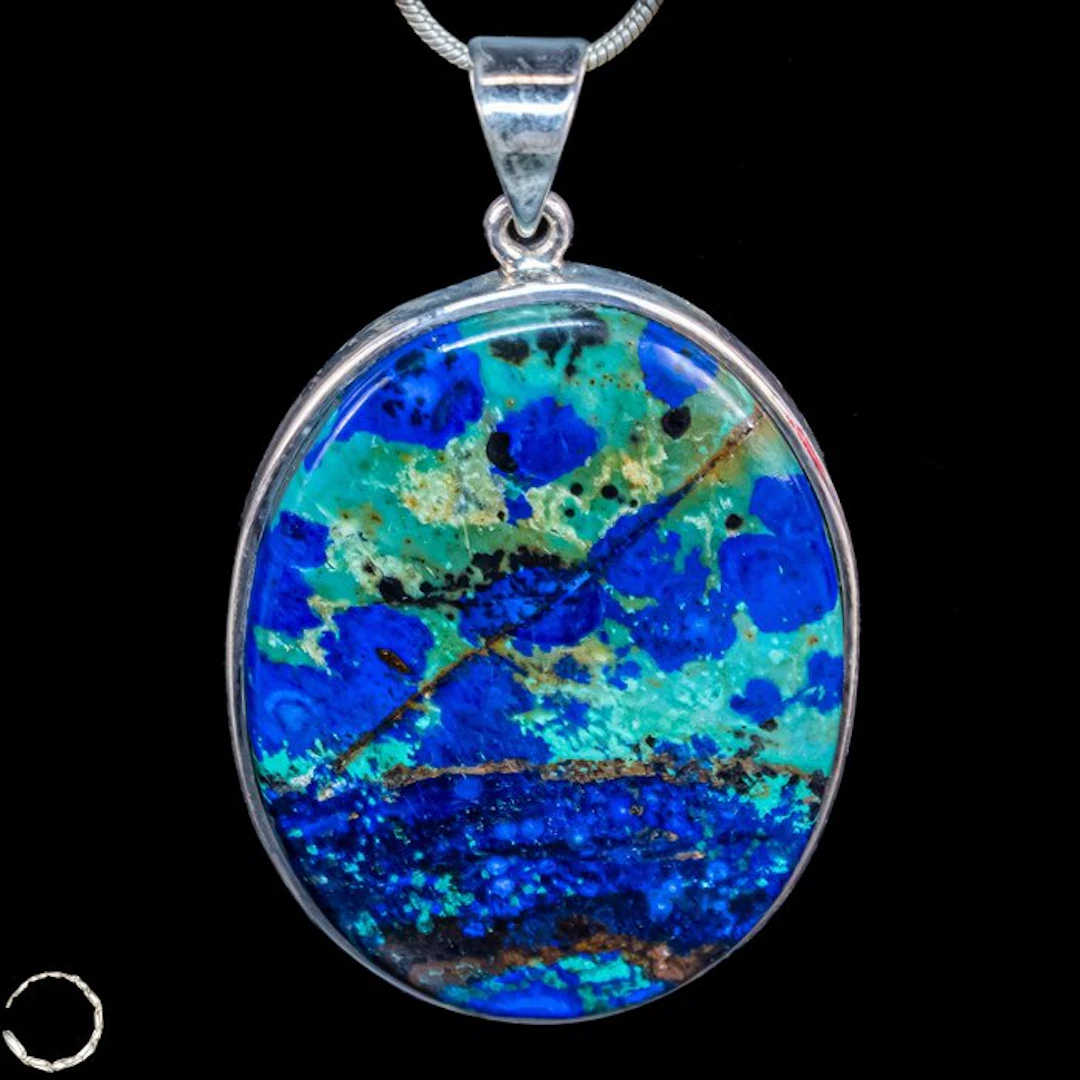 Azurite-Malachite pendant – Sterling silver - 80.45 ct- 16.09 g