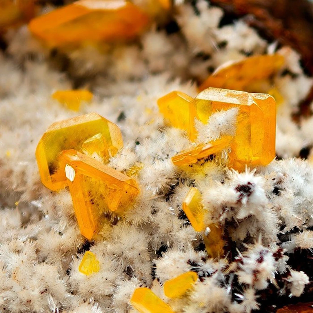 Yellow wulfenite with white willemite
