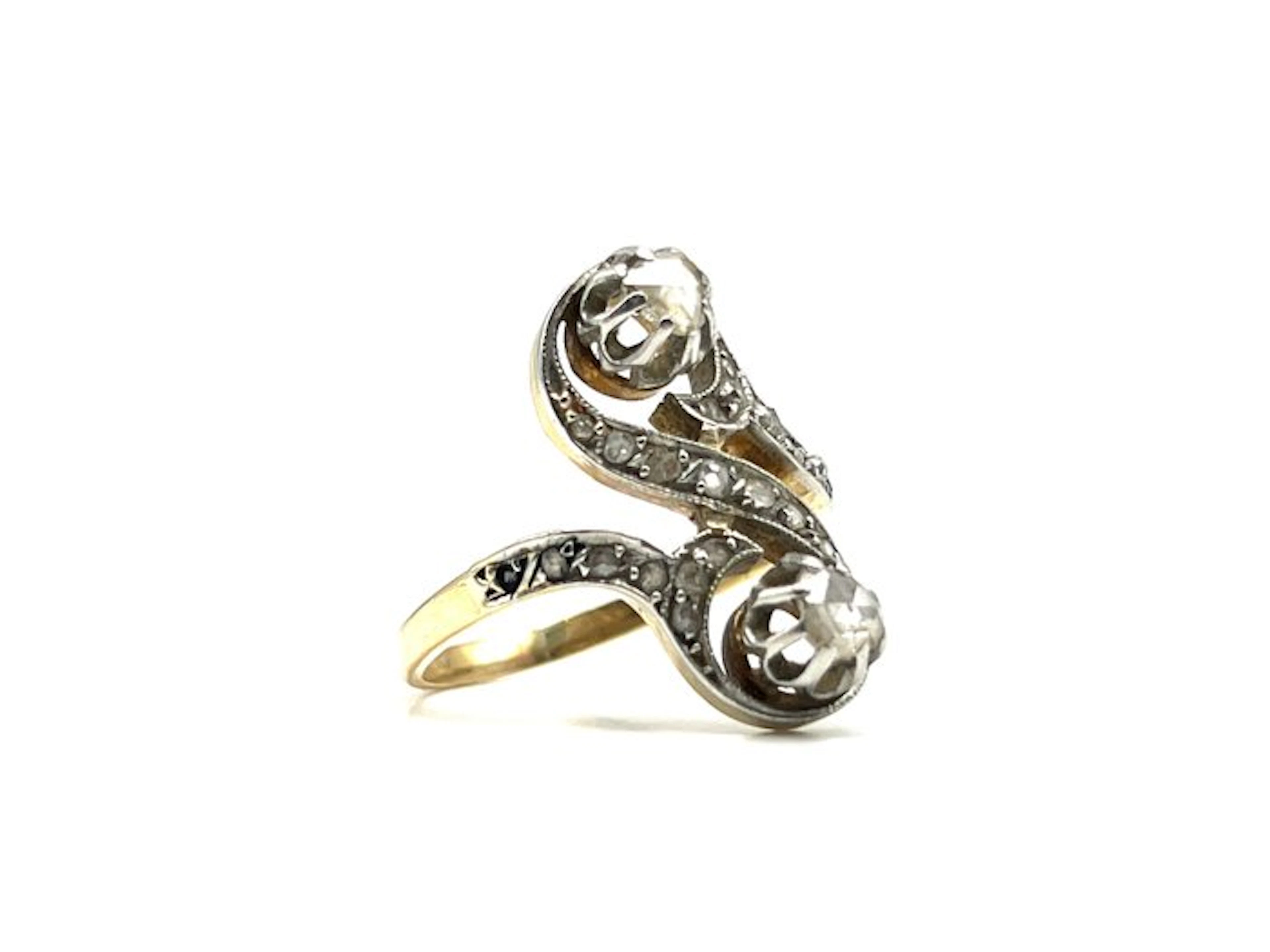 No reserve price - Ring - 18 kt. Yellow gold, White gold Diamond (Natural)