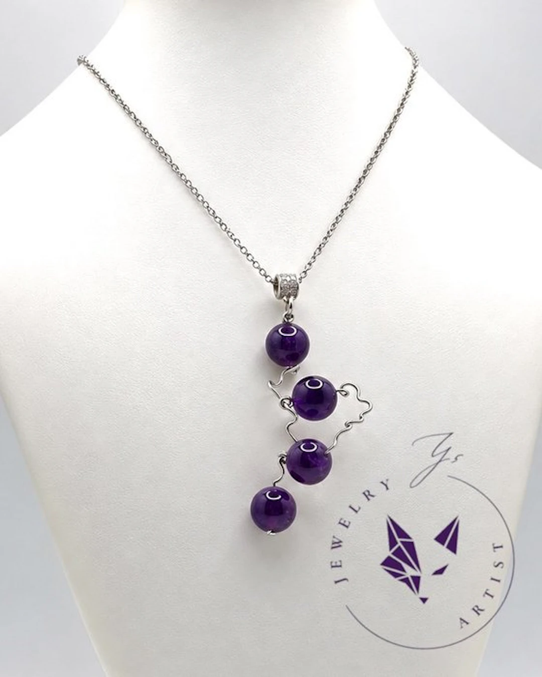 Designer Jewelry - Amethyst - Rhodium-plated 925 Silver...