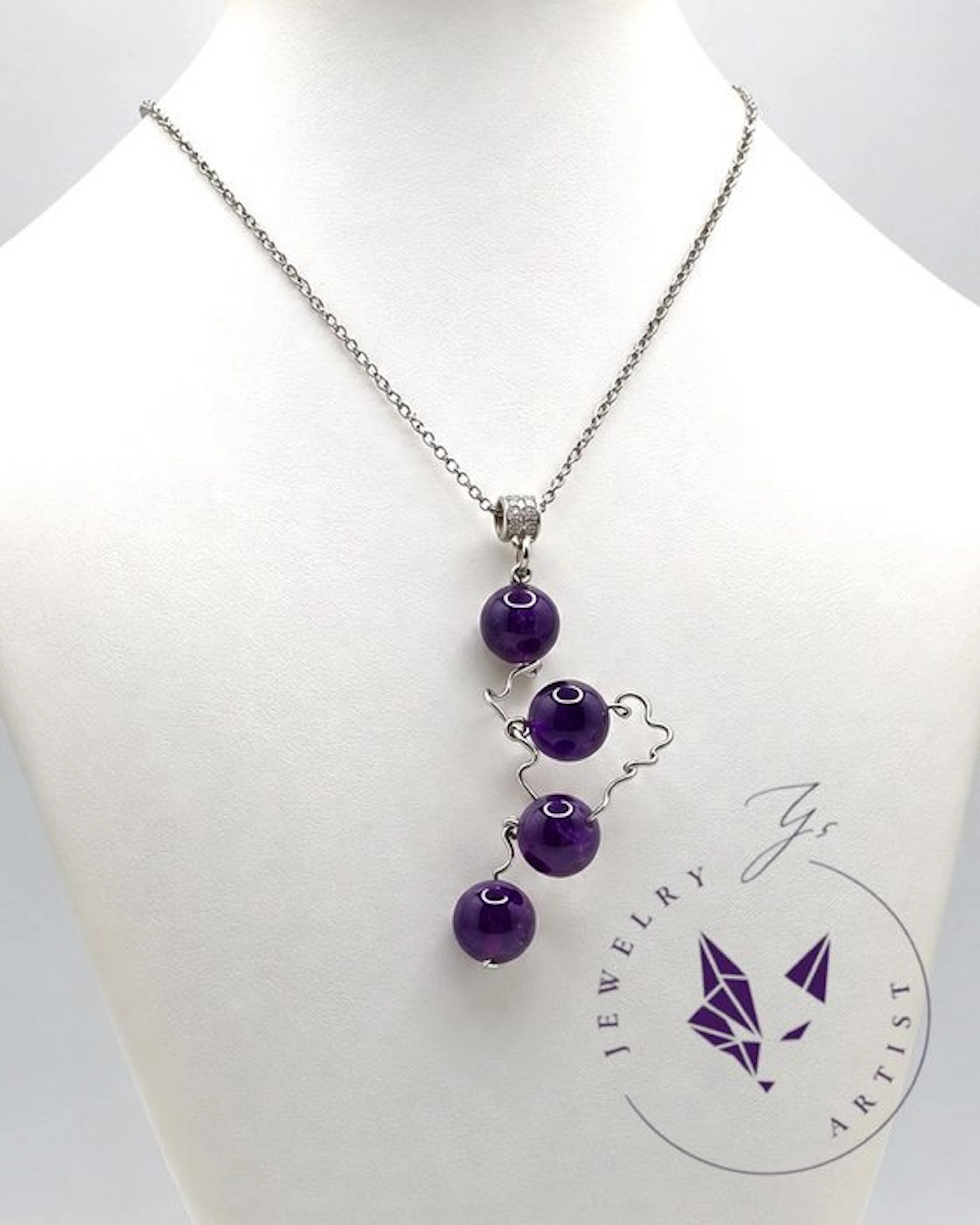 Designer Jewelry - Amethyst - Rhodium-plated 925 Silver...