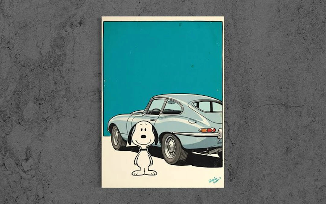 Maria Cuomo - SNOOPY & JAGUAR E-TYPE SERIES I COUPE Canvas Limited Edition