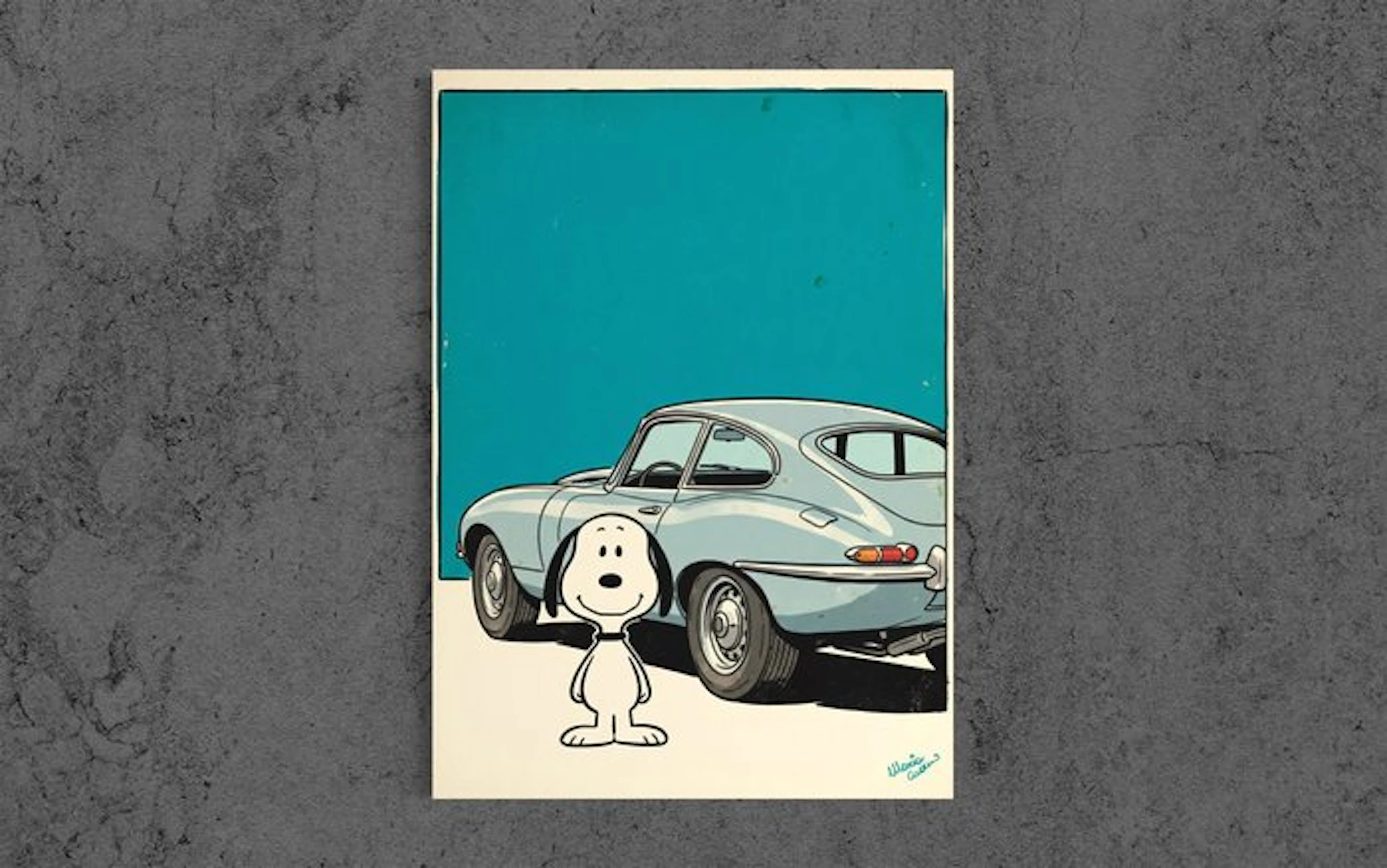 Maria Cuomo - SNOOPY & JAGUAR E-TYPE SERIES I COUPE Canvas Limited Edition