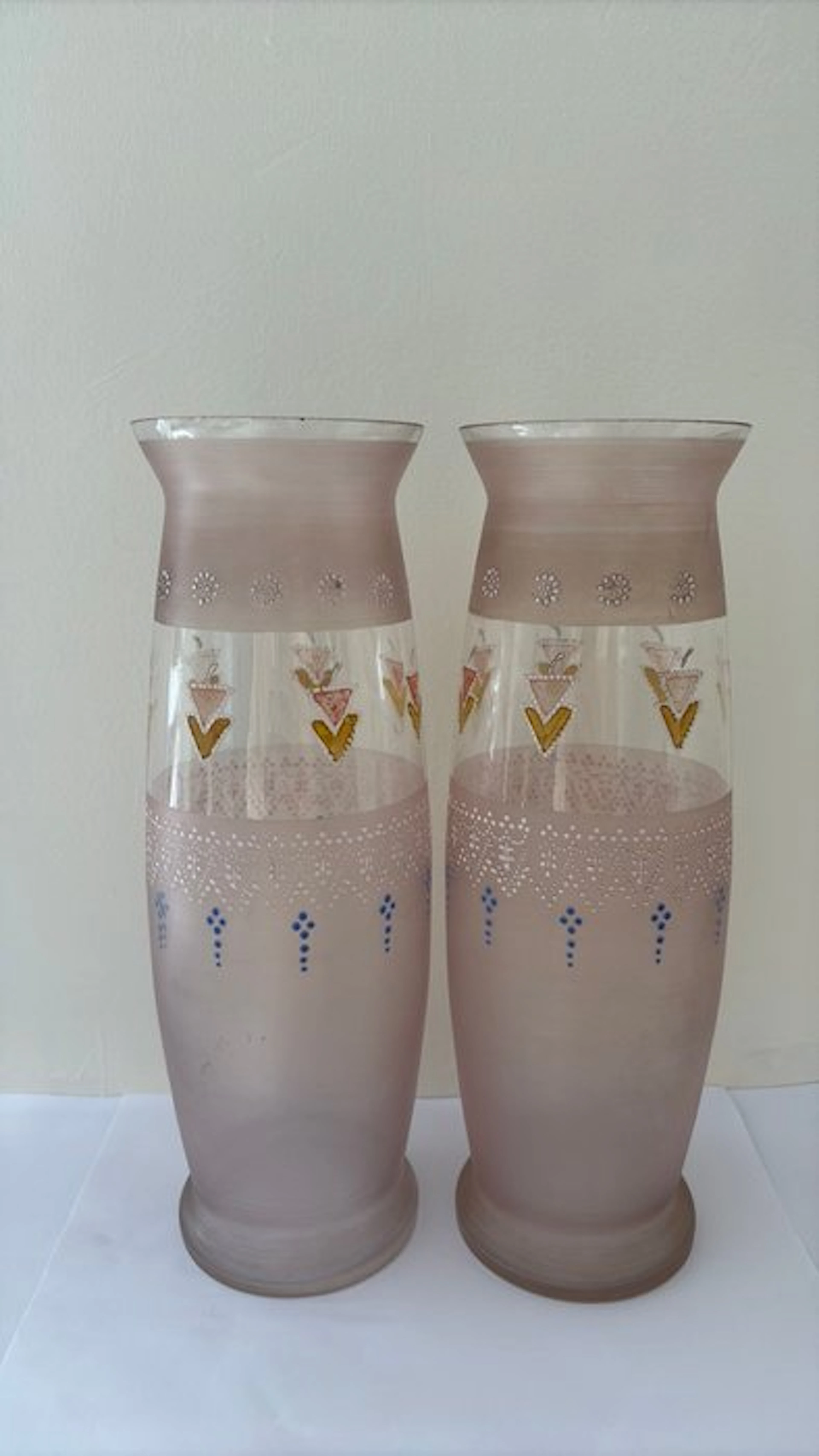 Baluster vase (2) - A Canne - Blown glass and frosted