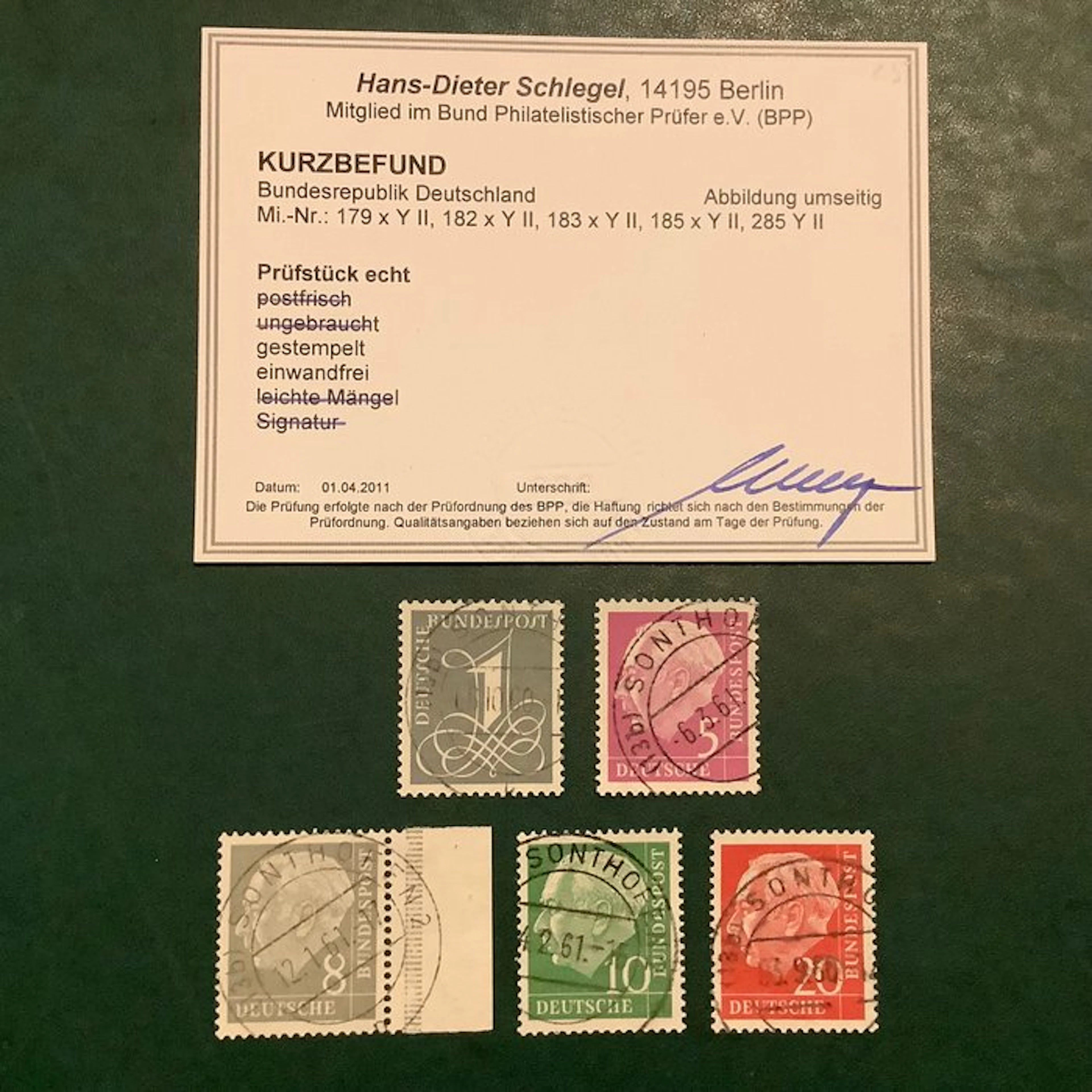 Germany, Federal Republic 1954 - Heus y paper type II...