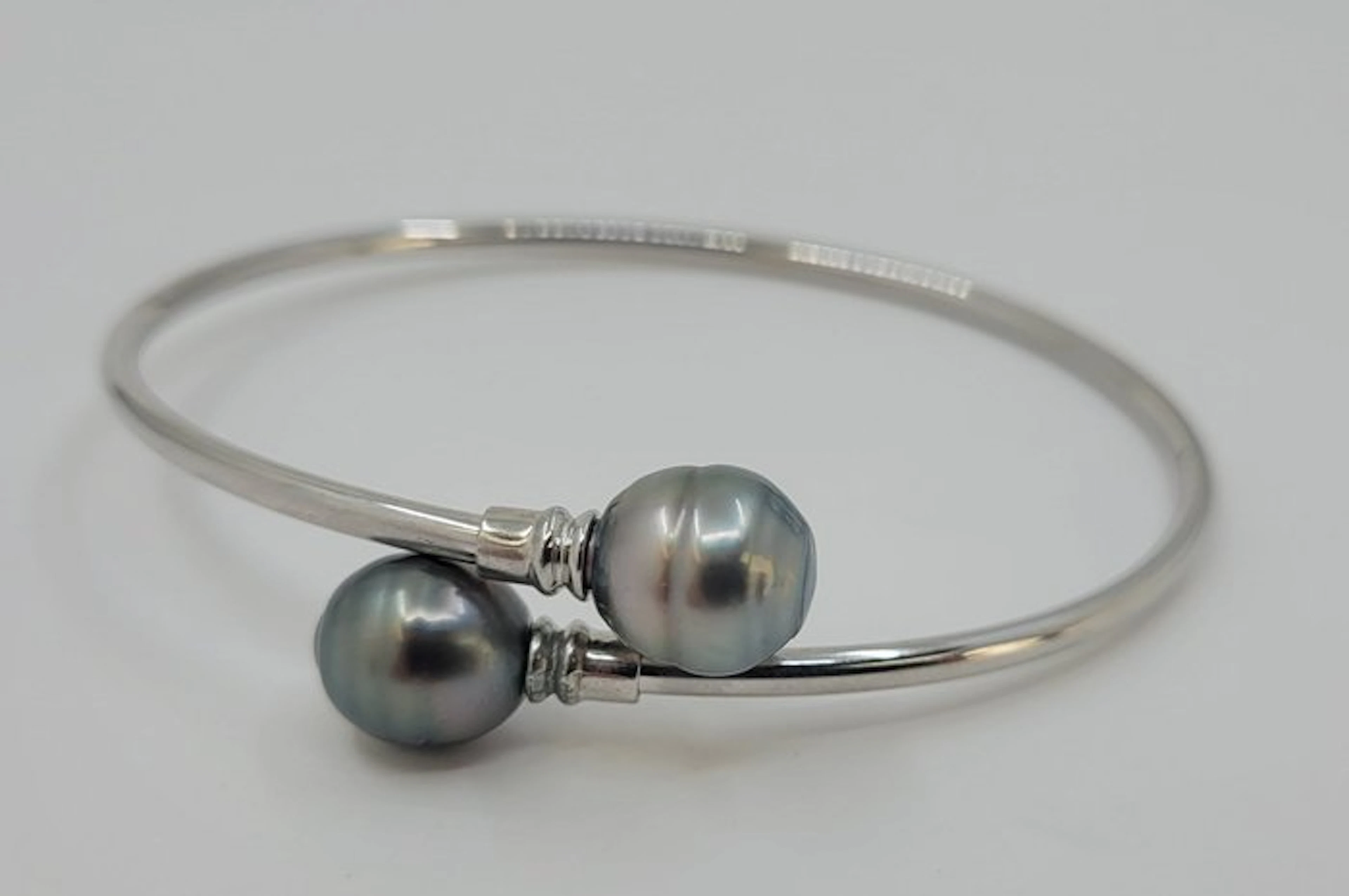 No reserve price - Bracelet 9x10mm Silvery Tahiti Pearls, Silver