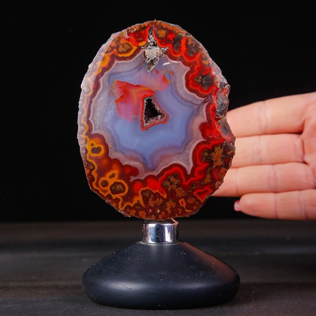 Slice of agate from Morocco - rare agate geode - Artistic base in