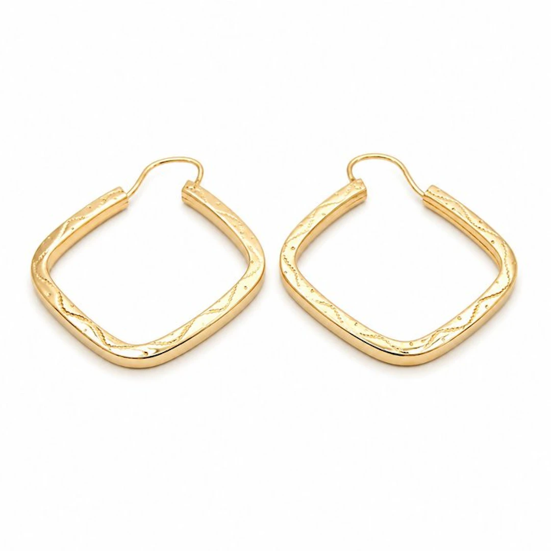 Earrings - 18 kt. Yellow gold - Made in Italy - Handmade