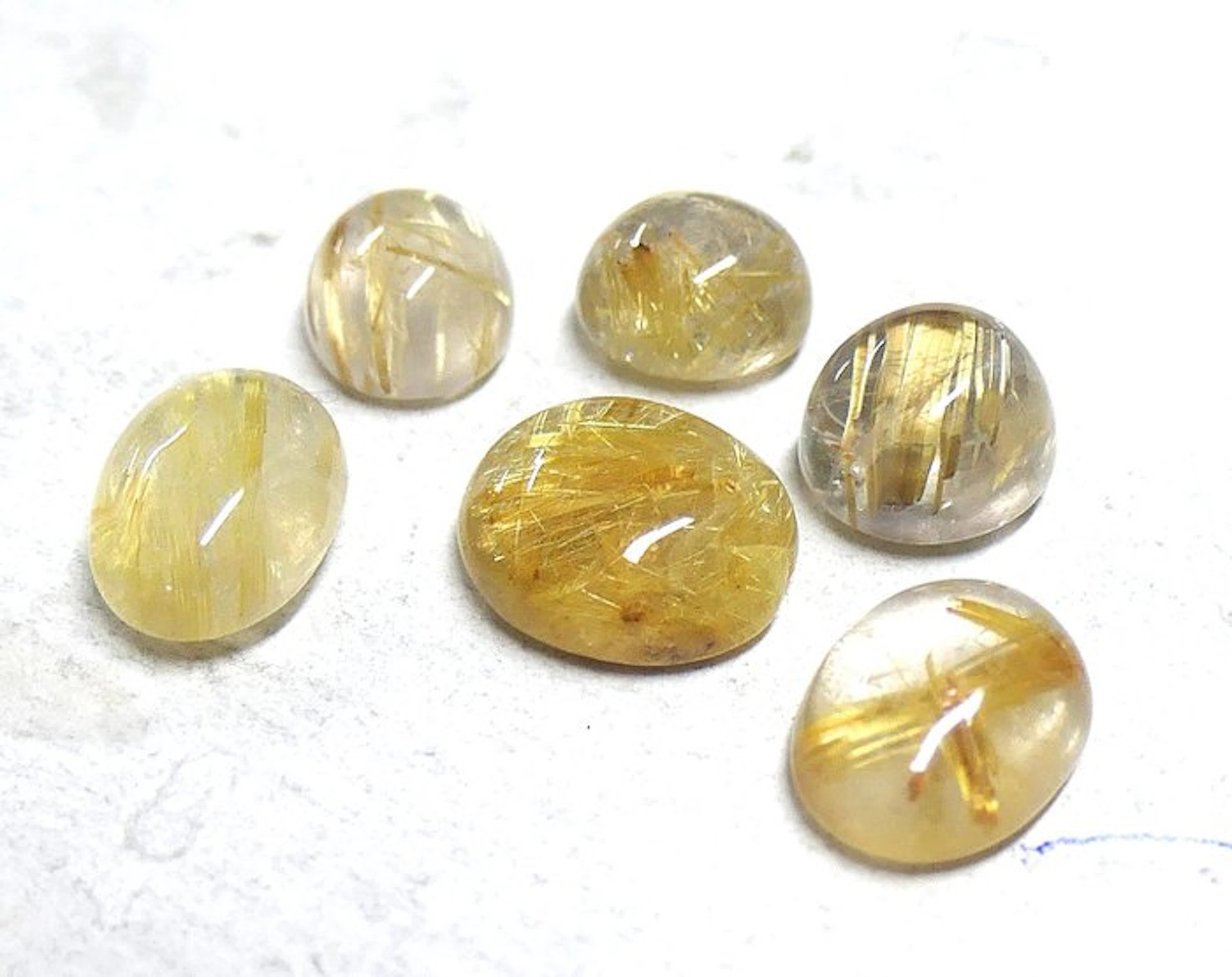 Lot - RUTILE QUARTZ - 100% NATURAL Cabochon- 3.24 g - (6)
