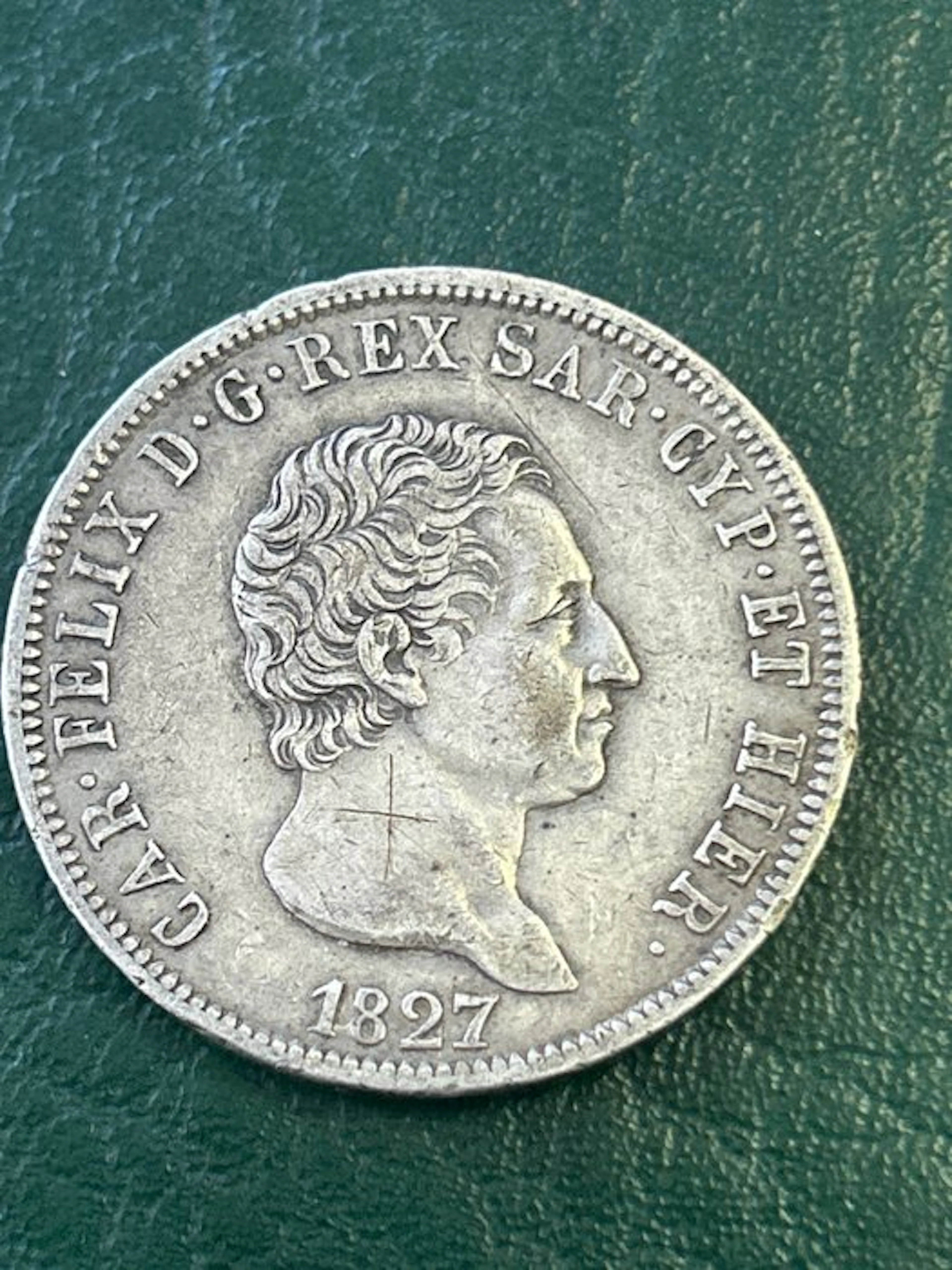 Italy, Savoy Carlo Felice. 5 Lire 1827 Genova (No reserve price)