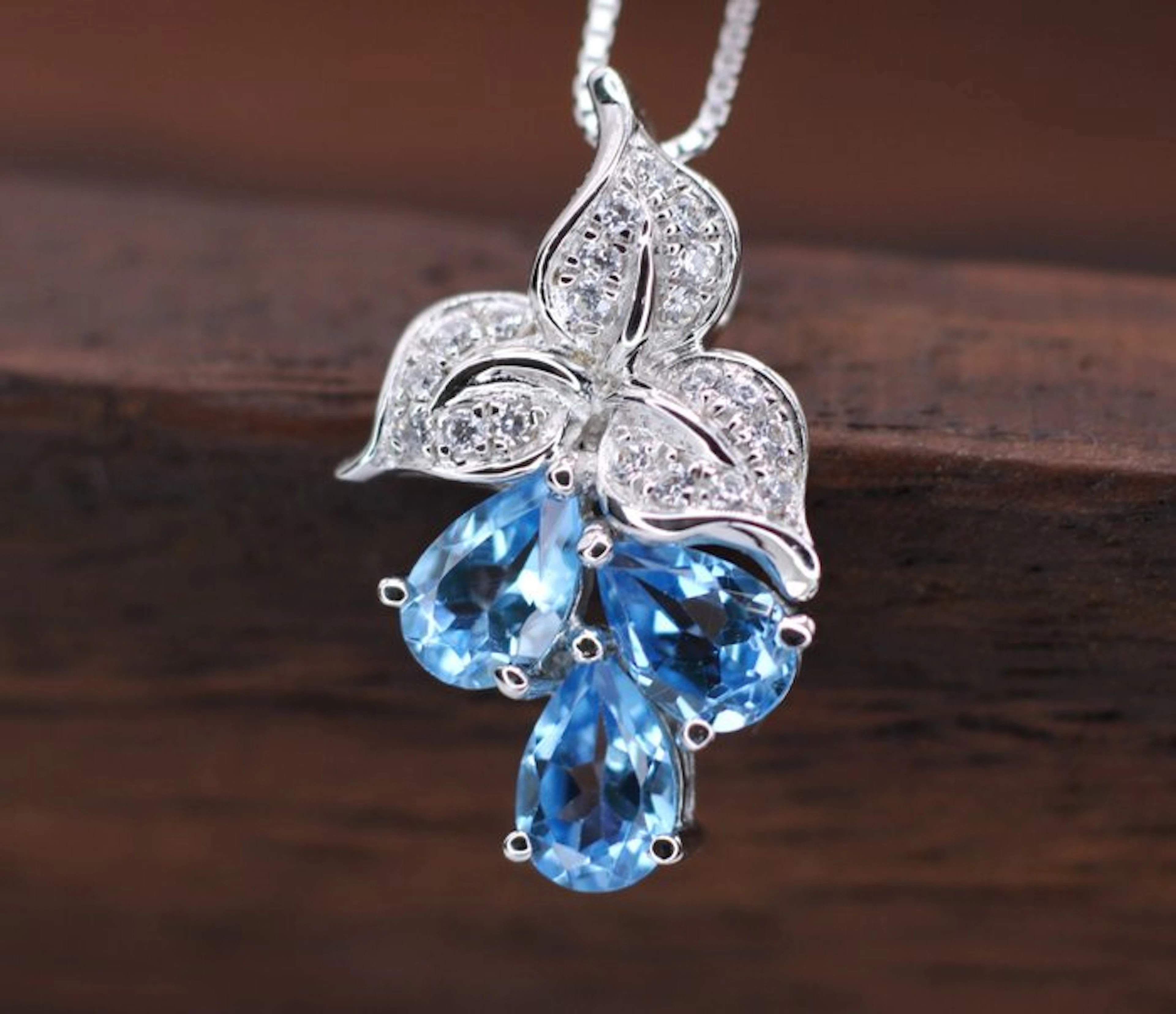 No reserve price - Necklace with pendant Silver - 1.70ct