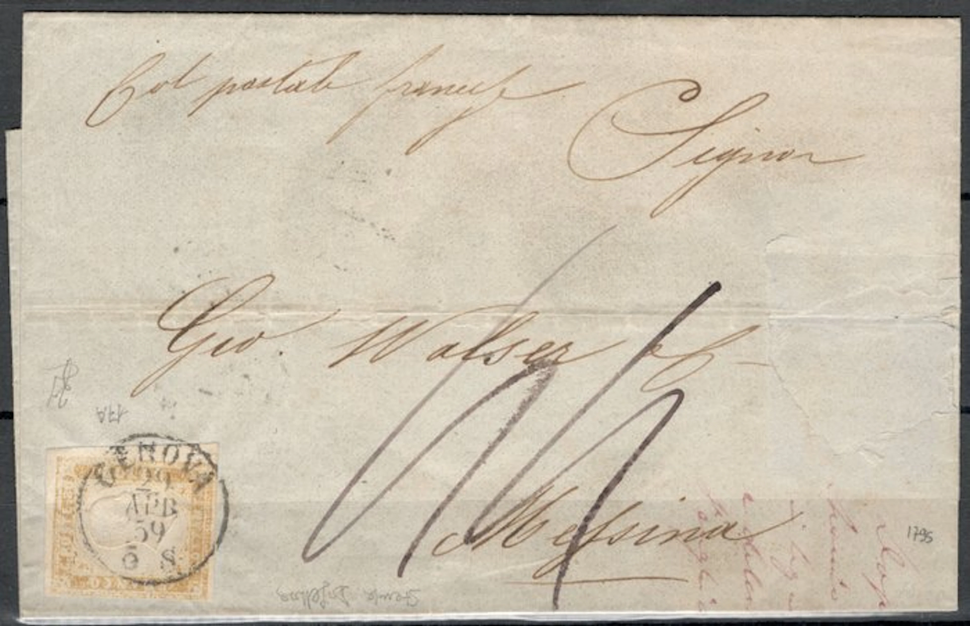 Italian Ancient States - Sardinia 1859 - 80c Pale Ochre...