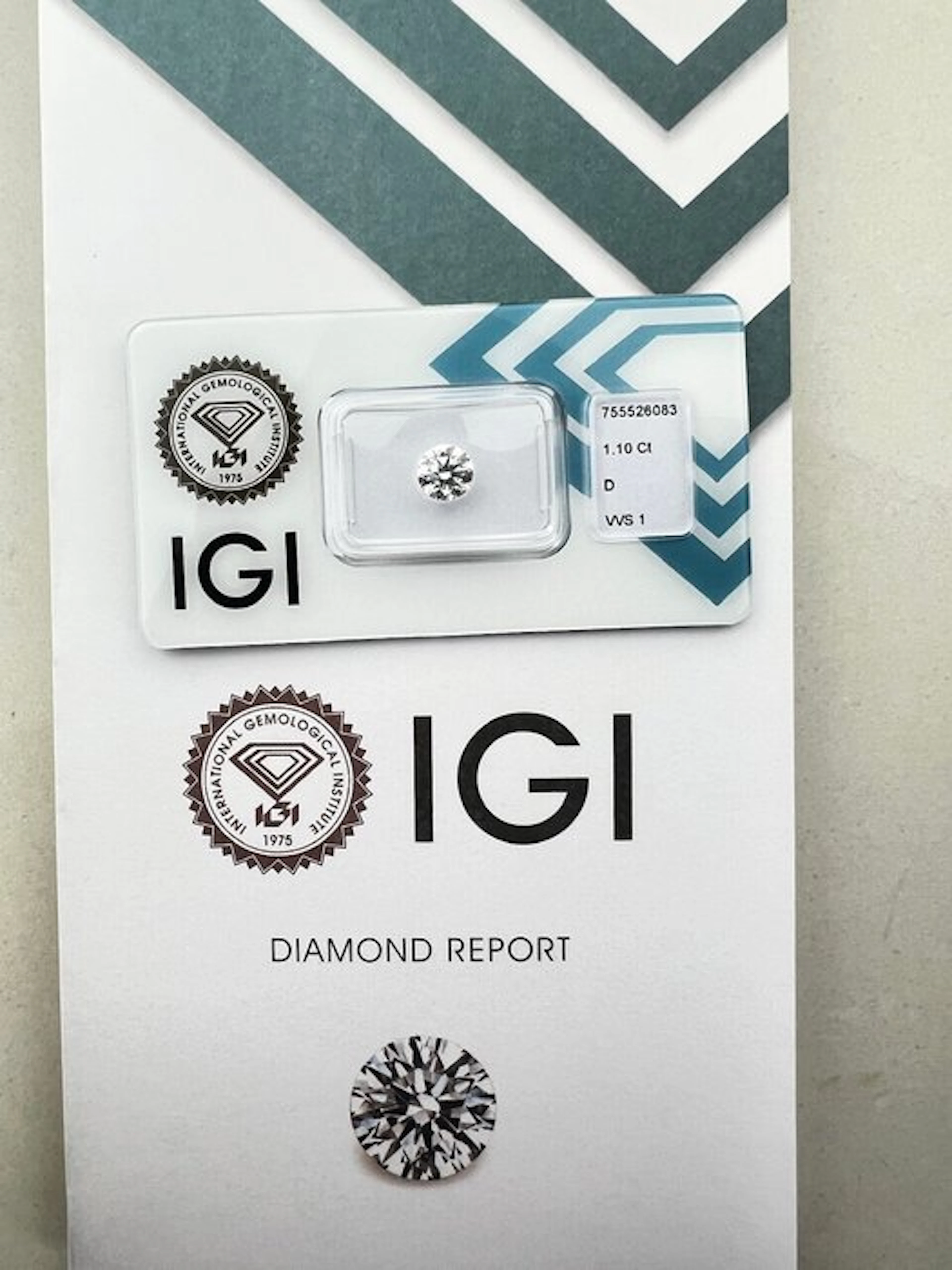 1 pcs Diamond (Natural) - 1.10 ct - Round - D...