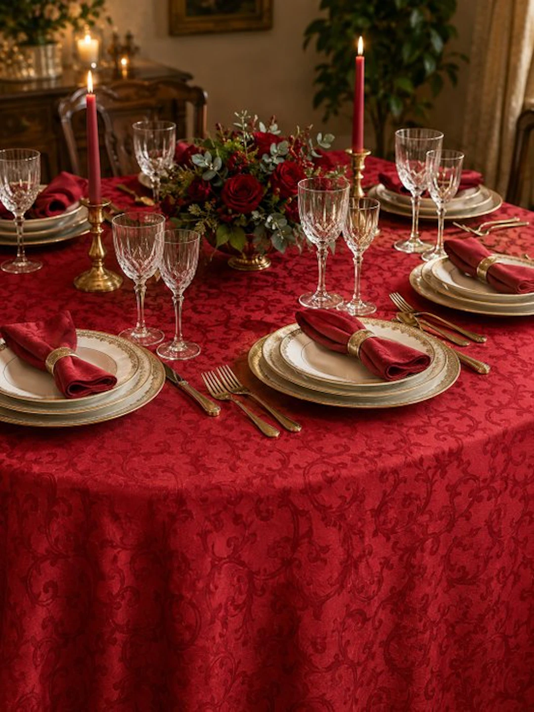 Luxurious Venetian San Leucio red ramages damask...