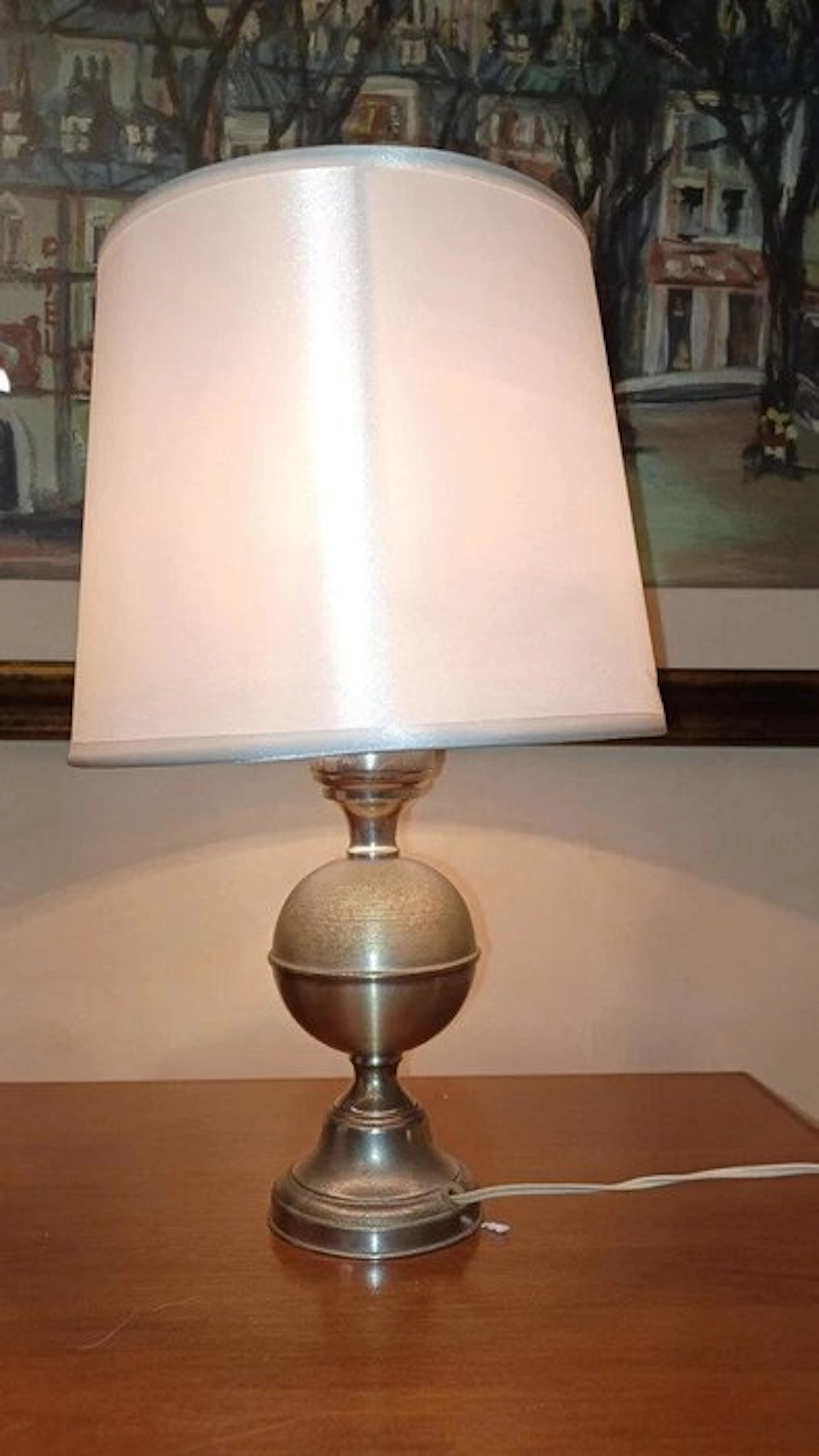 Table lamp - Silver, Textile - silver table lamp