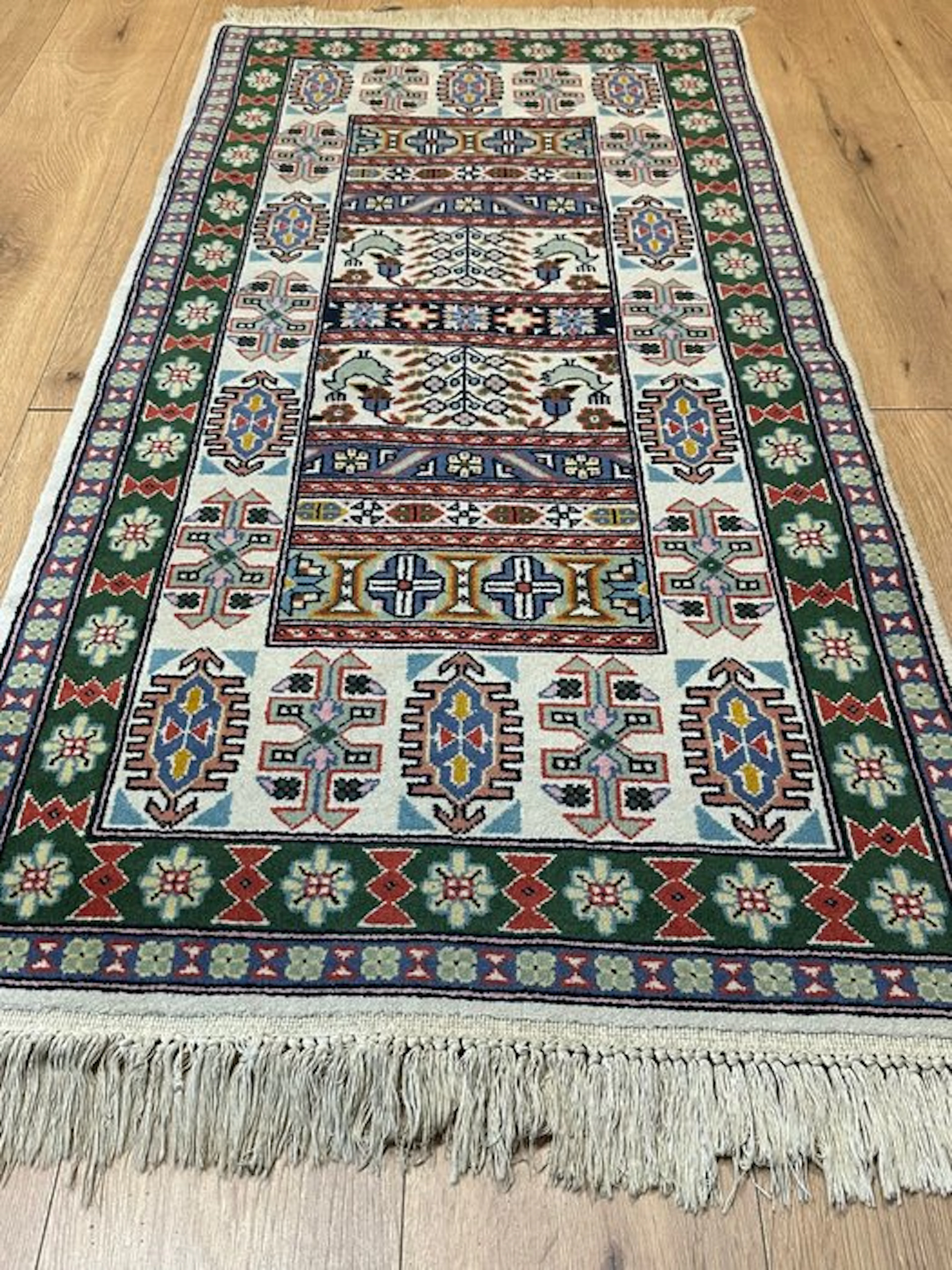 Hand-knotted Berber Oriental rug with a characteristic pattern