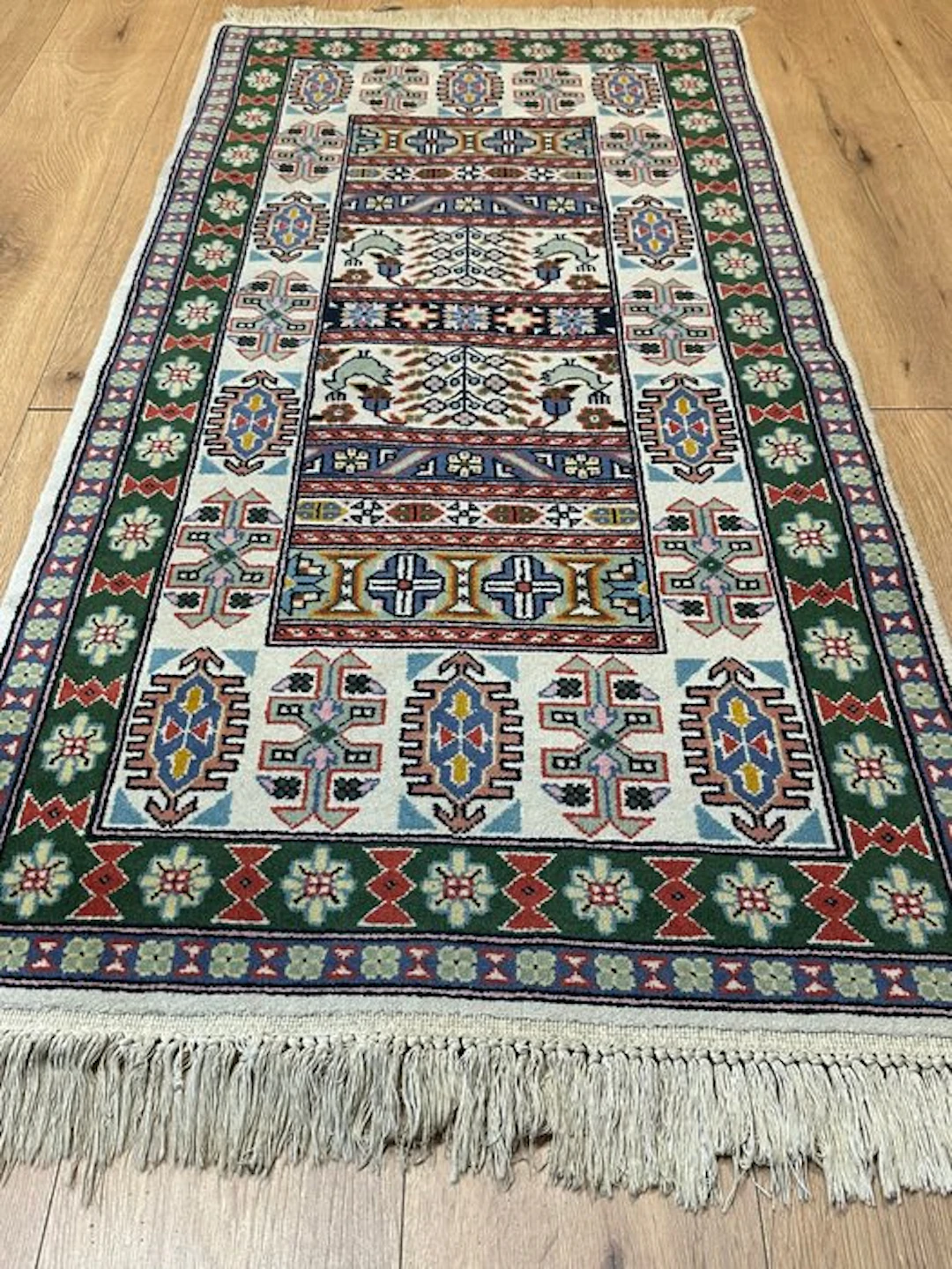Hand-knotted Berber Oriental rug with a characteristic pattern