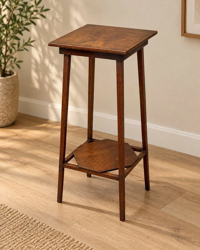 Elegante houten plantentafel – vierkant bovenblad en...