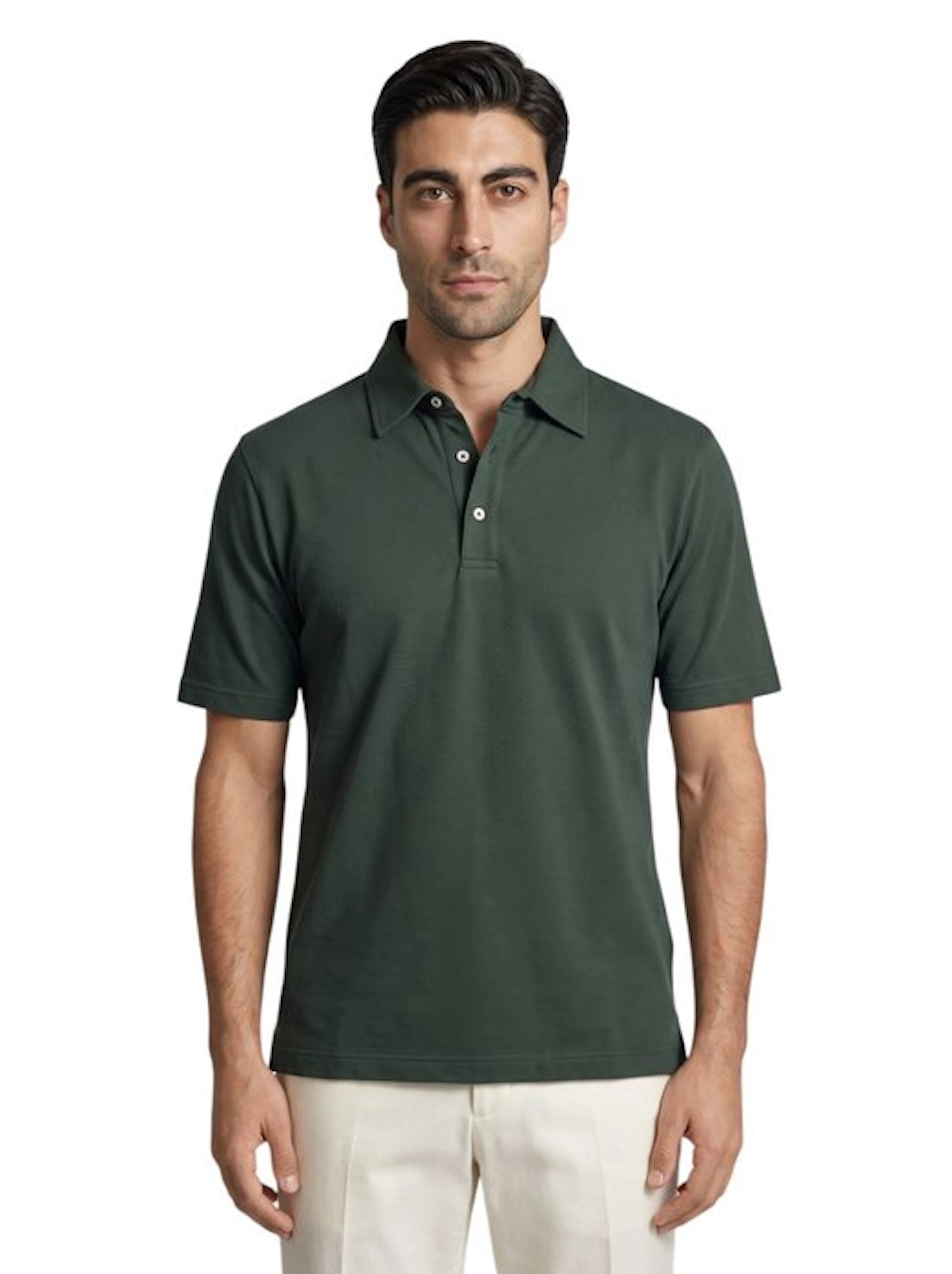 FEDELI - 46 IT - Green Forest Polo Cotton Pique Pocket...