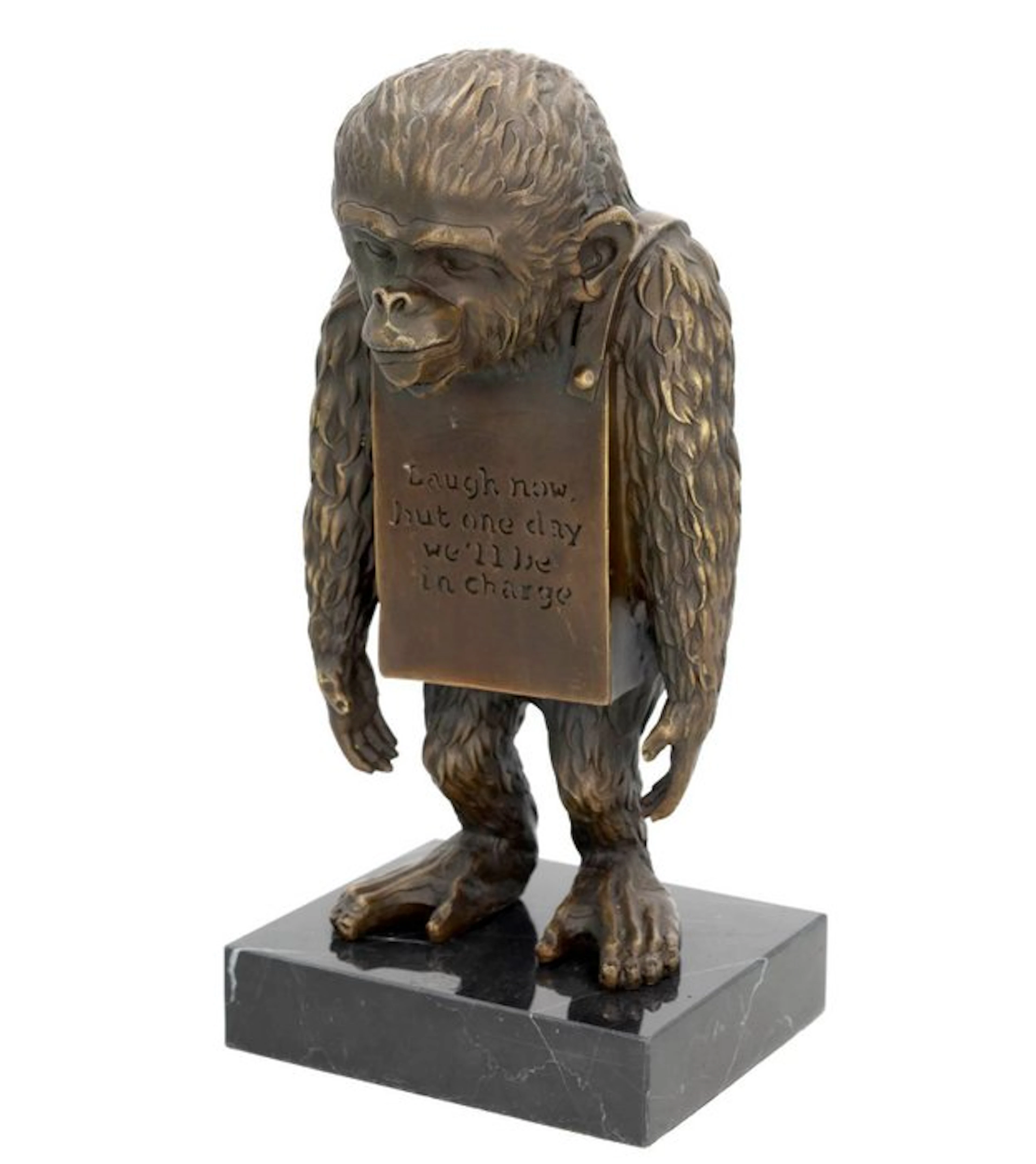 Figurine - Monkey leader - Bronze, Marble