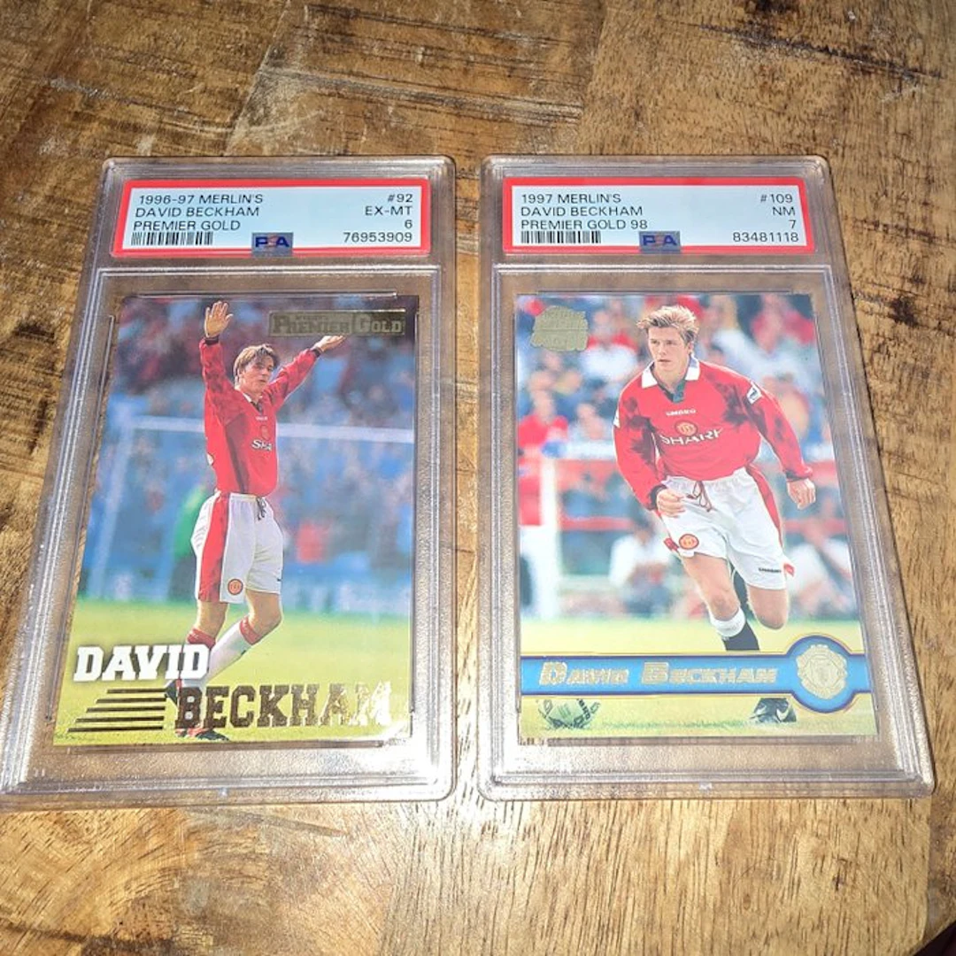 1996/97, 1997 Merlin Premier Gold David Beckham #92 #109 Foil