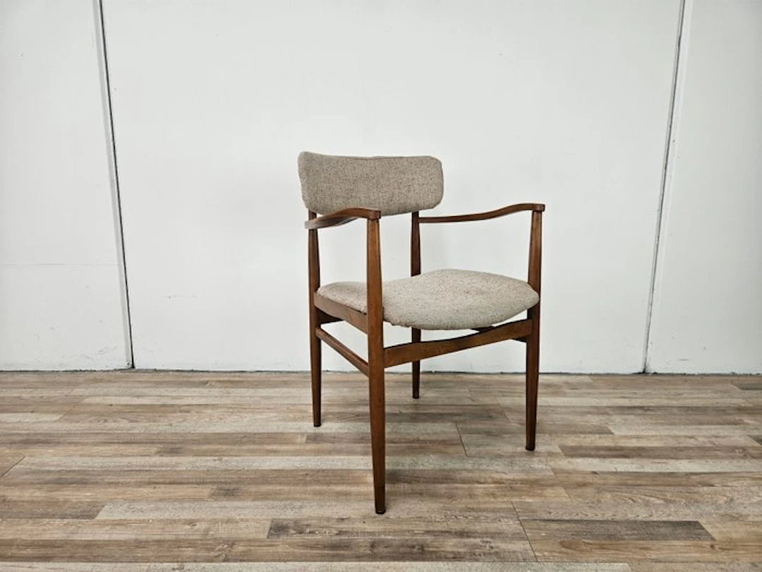 Chair - Scandinavian chair in teak and gray fabric. - Teak, Textile