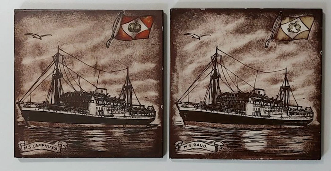 Tile (2) - Dutch East Indies - Sphinx Maastricht - 1940-1950 - KPM M.S