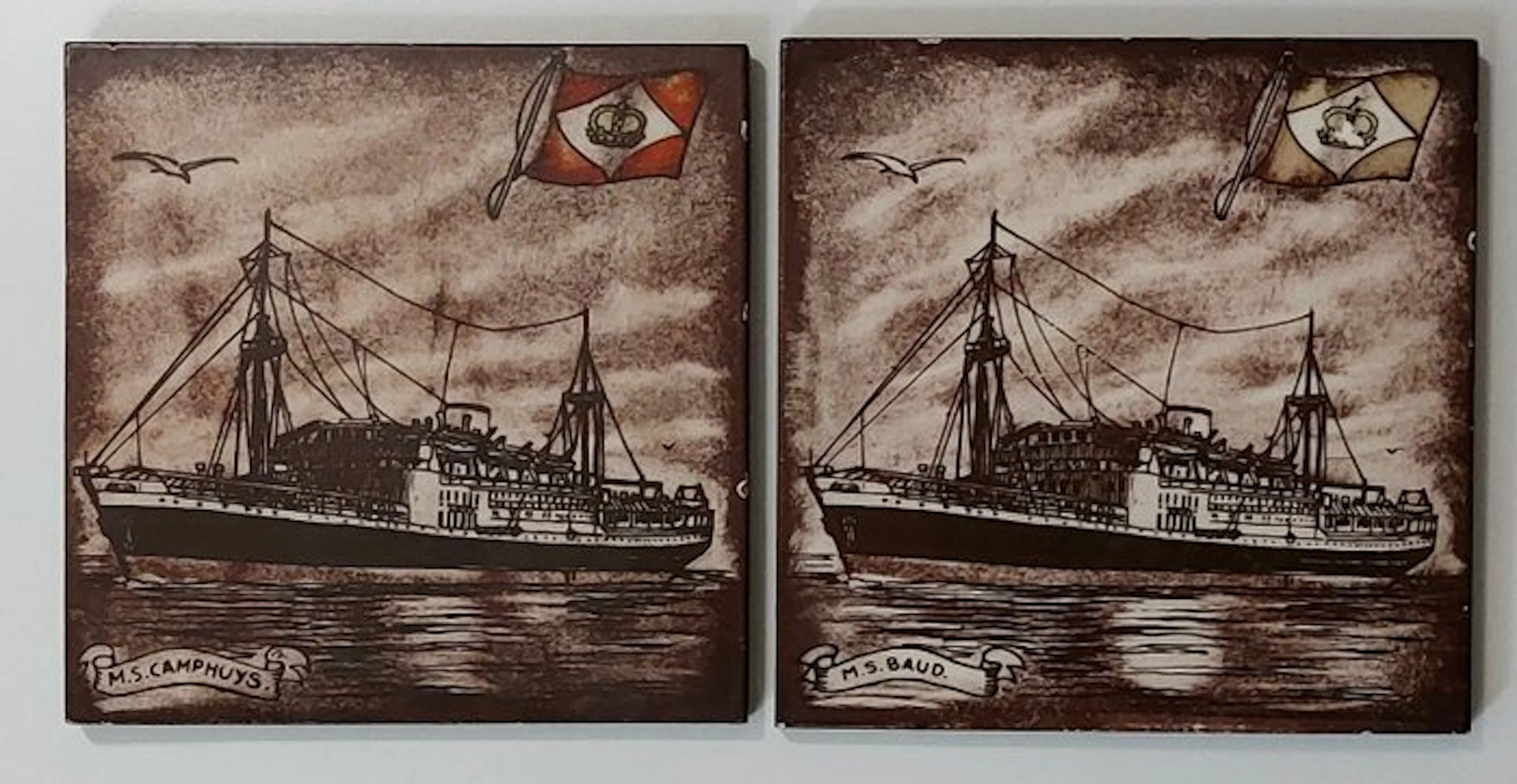 Tile (2) - Dutch East Indies - Sphinx Maastricht - 1940-1950 - KPM M.S