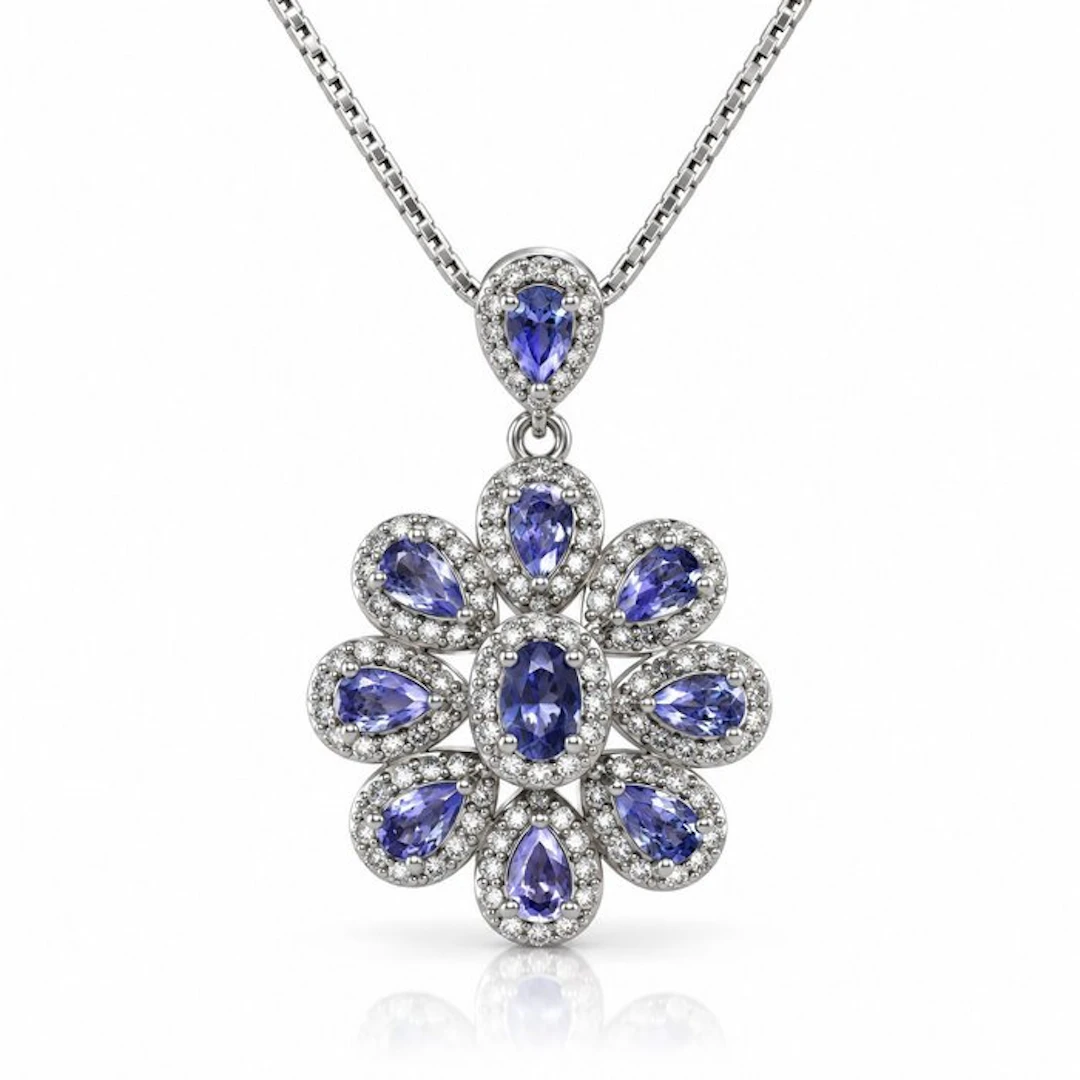 No reserve price - Necklace Gold-plated Tanzanite - Topaz - 18K Gold Plated
