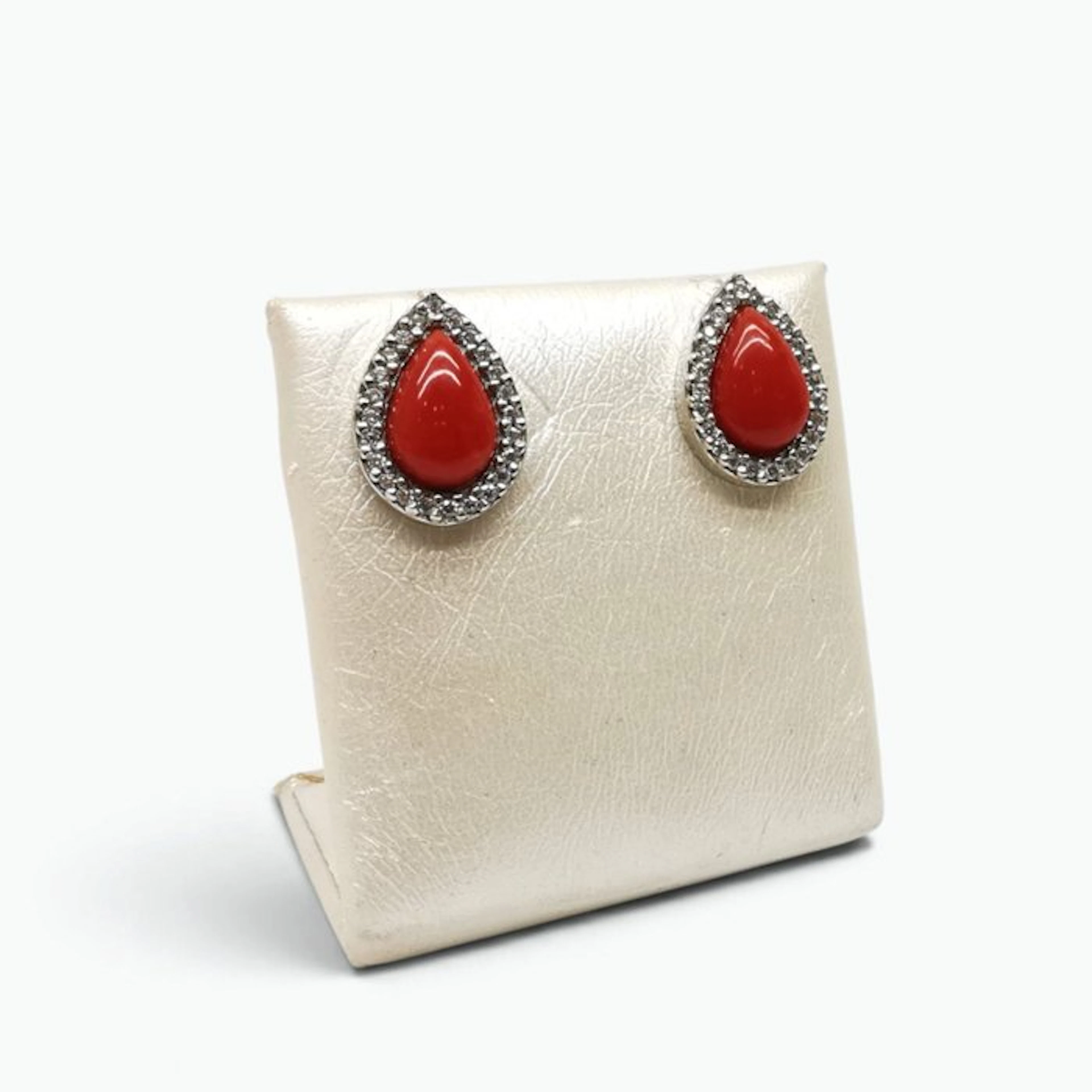 Coral - Silver - Earrings - Italian craftsmanship
