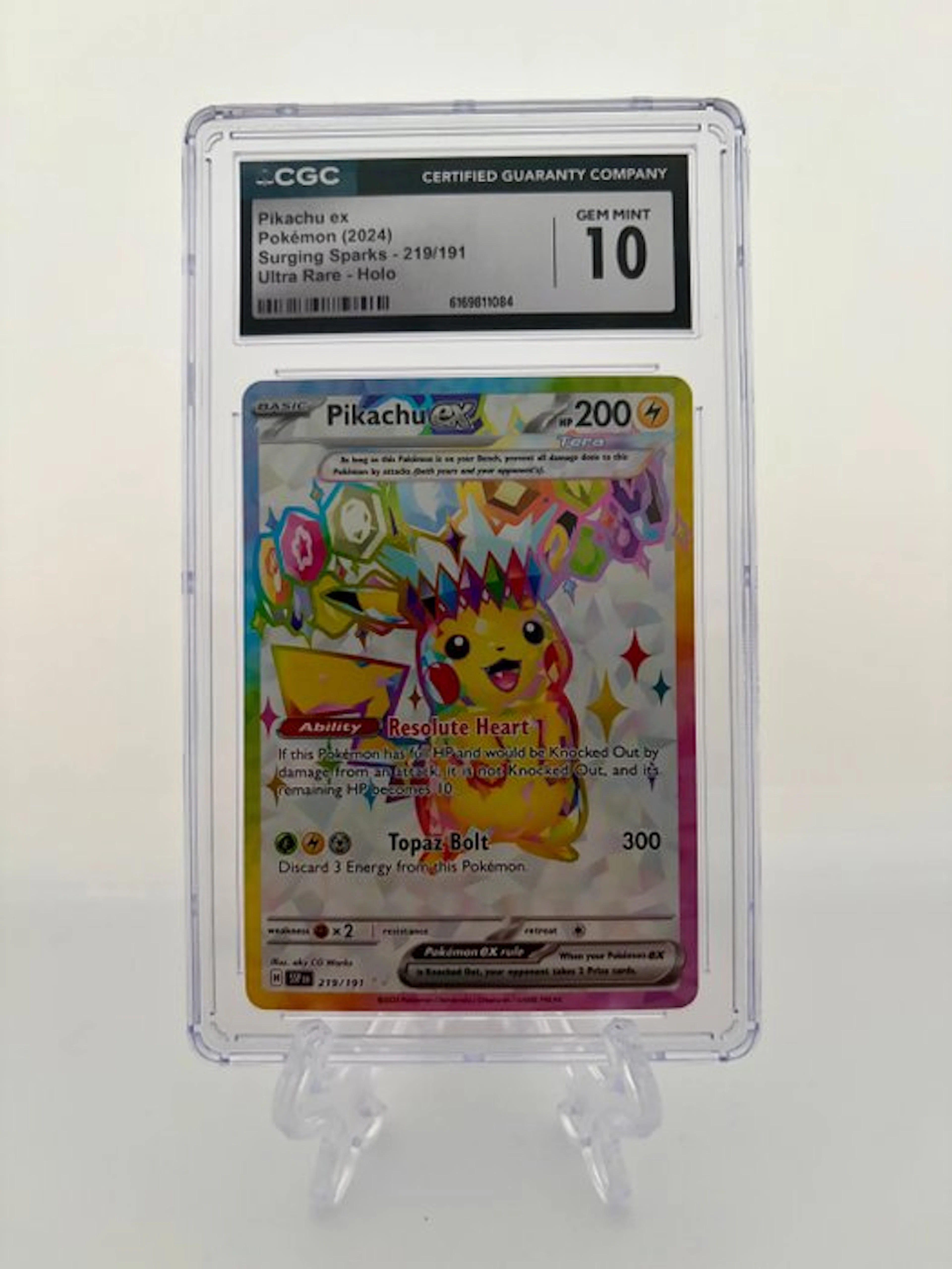 Pokémon - 1 Graded card - Pikachu ex - Surging Sparks - 219/191 - 2024 - CGC 10