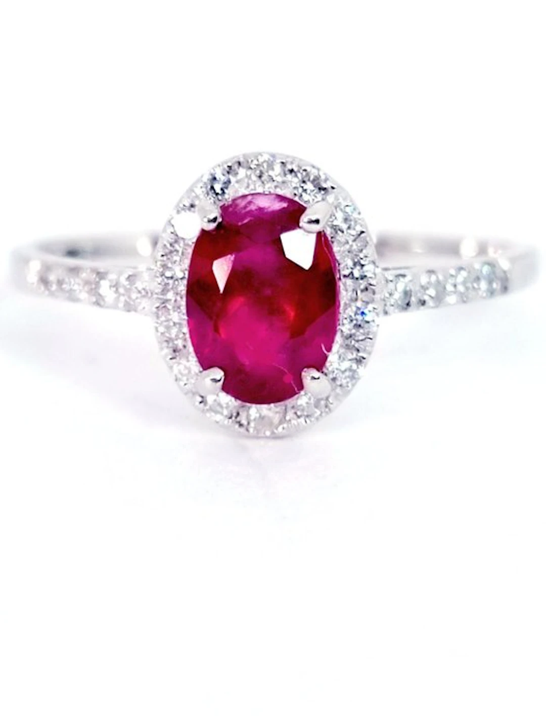 Ring - 18 kt. White gold Ruby - Diamond