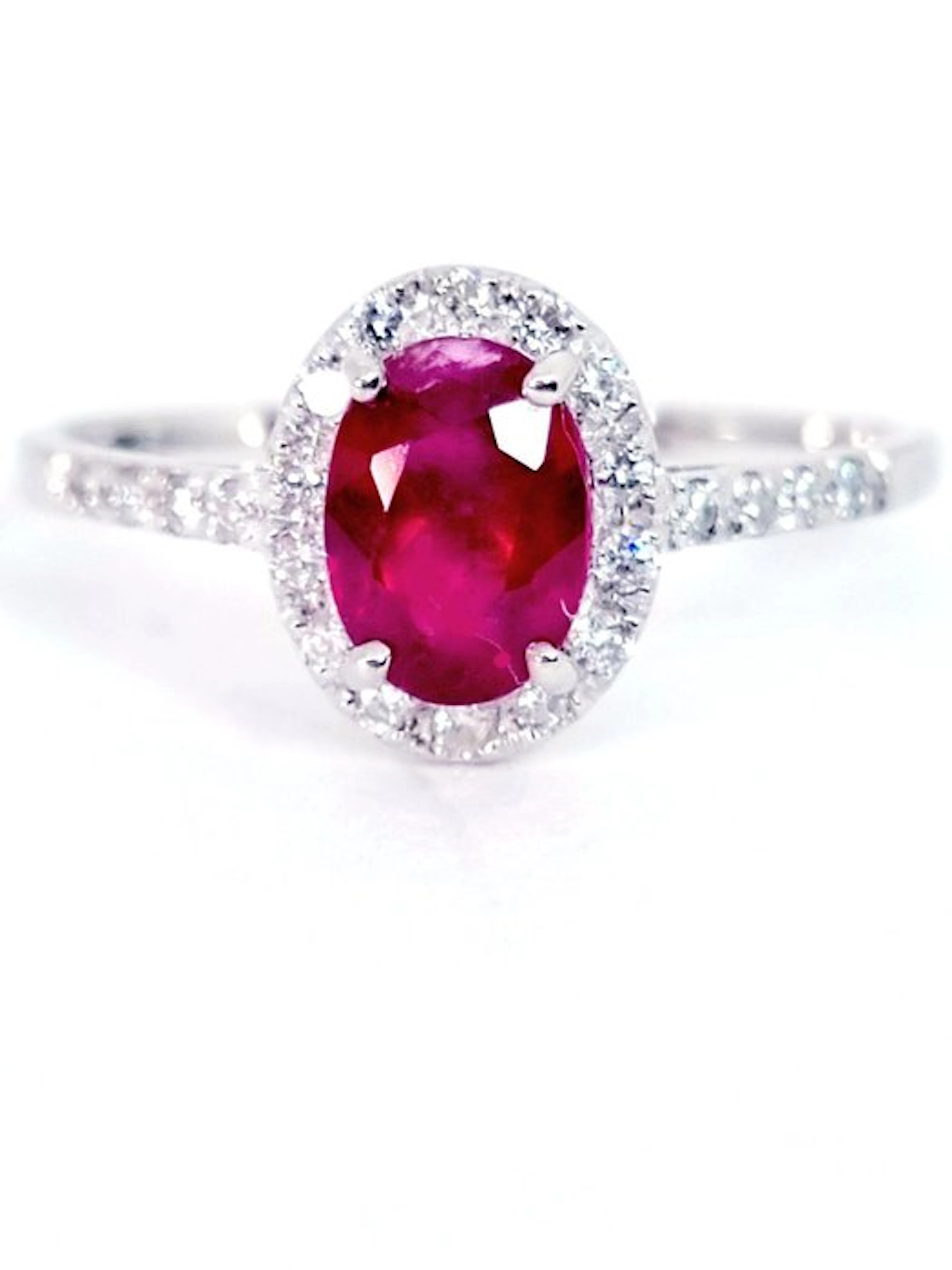 Ring - 18 kt. White gold Ruby - Diamond