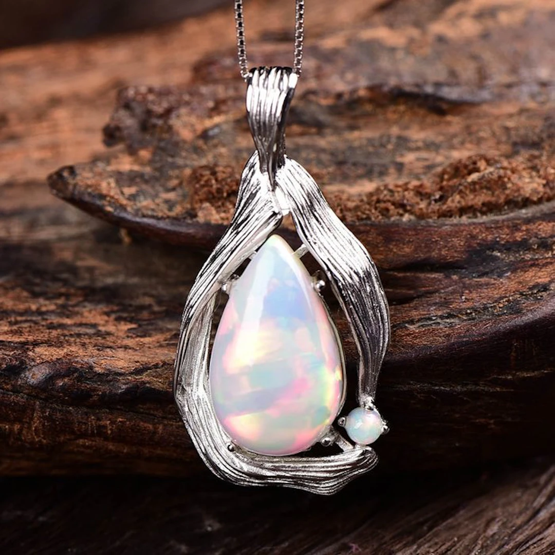 No reserve price - Pendant Silver - Opal - Certified