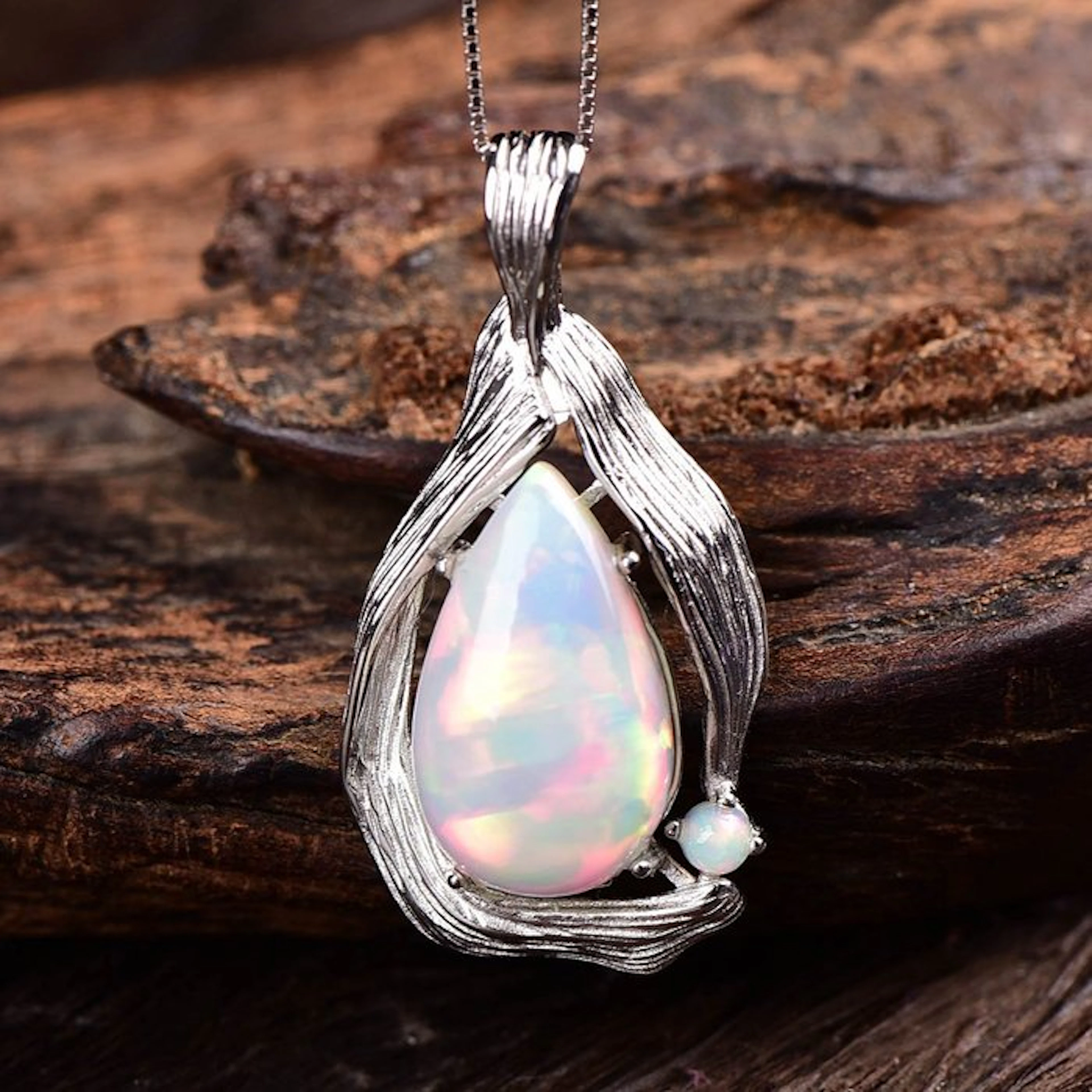 No reserve price - Pendant Silver - Opal - Certified