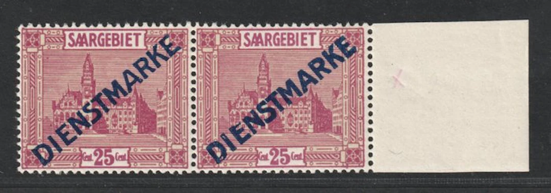 Saarland 1923 - SAAR DIENST 14 II + 14 I ** TYPE PAIR