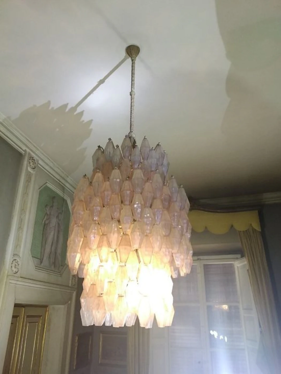 Venini - Carlo Scarpa - Chandelier (3) - Murano glass, Cast brass