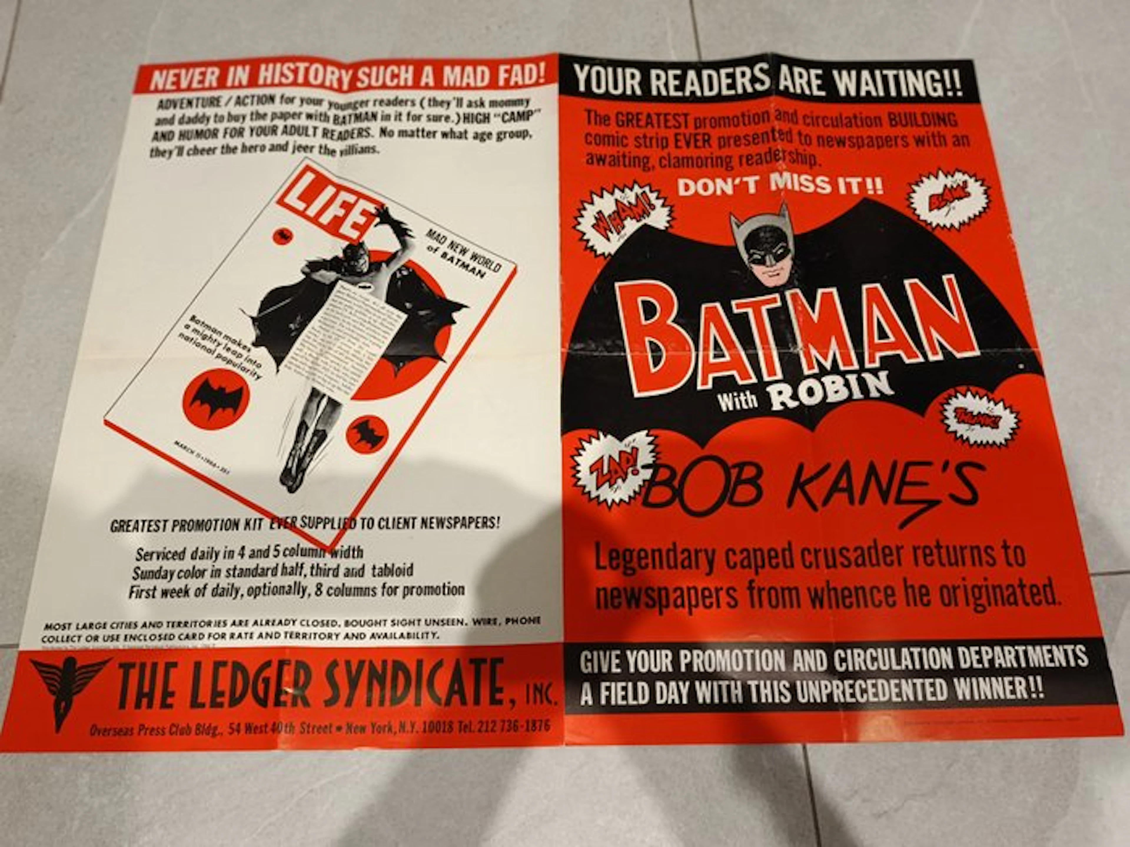 Bob Kane - The Ledger Syndicate - Batman with Robin - 1960s