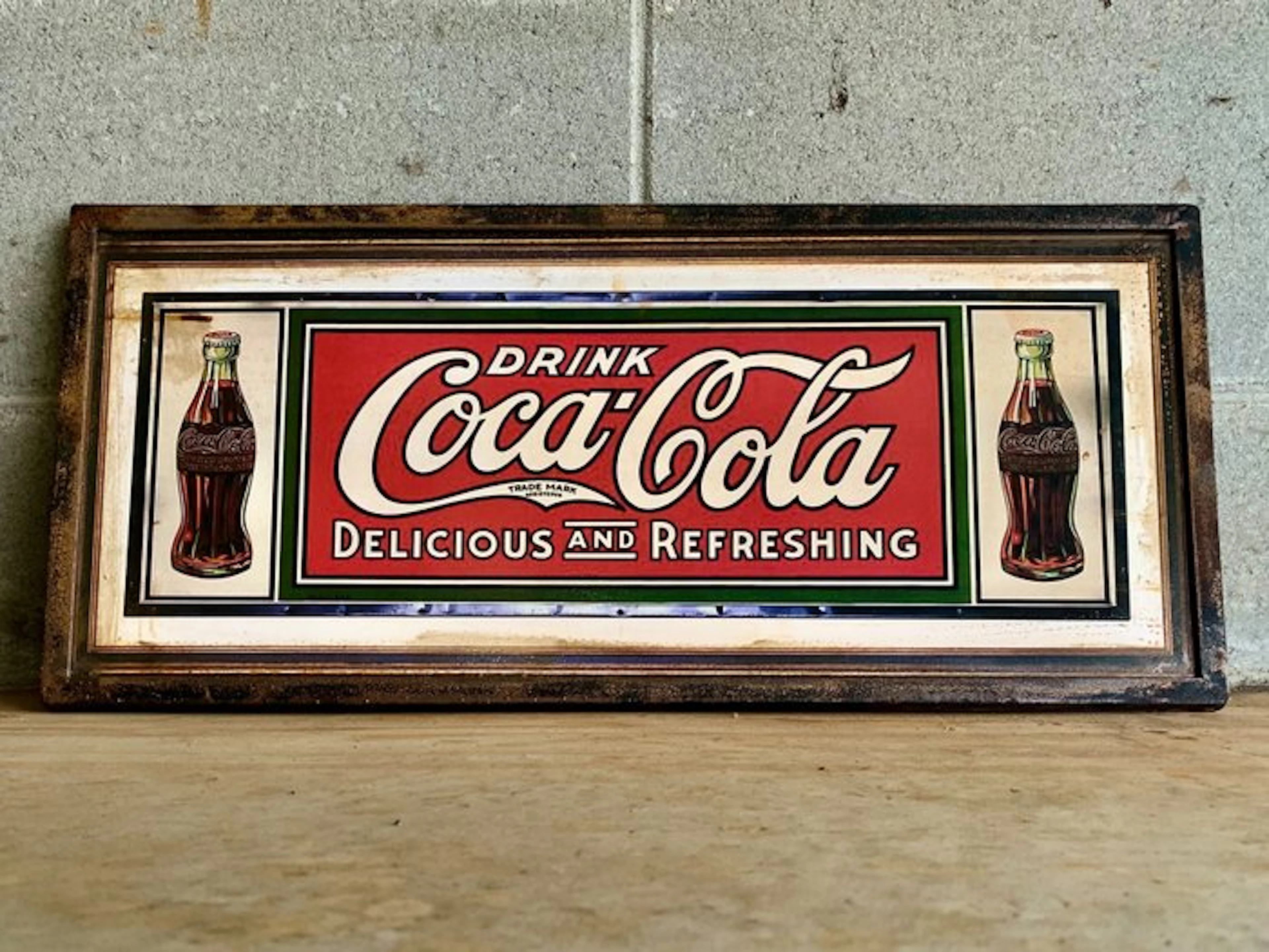 Decorative ornament - United States - Beautiful framed Coca-Cola sign - 63 cm