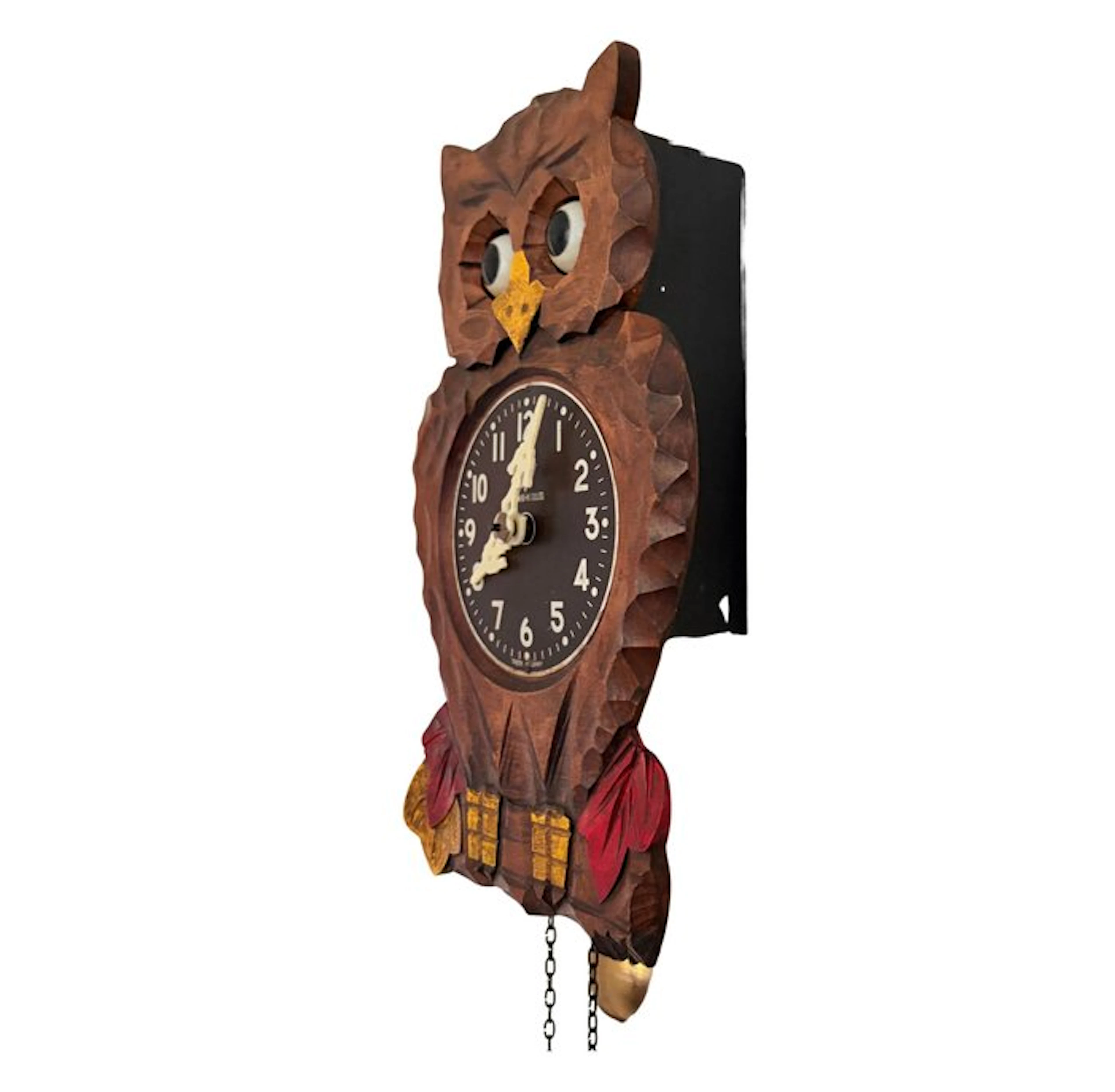 Mantel clock - Mi - KEN - Mid-century modern Wood - 1950-1960 - Moving eyes