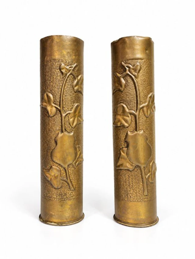 Paire d'Obus 1916-Première Guerre mondiale , Trench Art - Vase - Brass