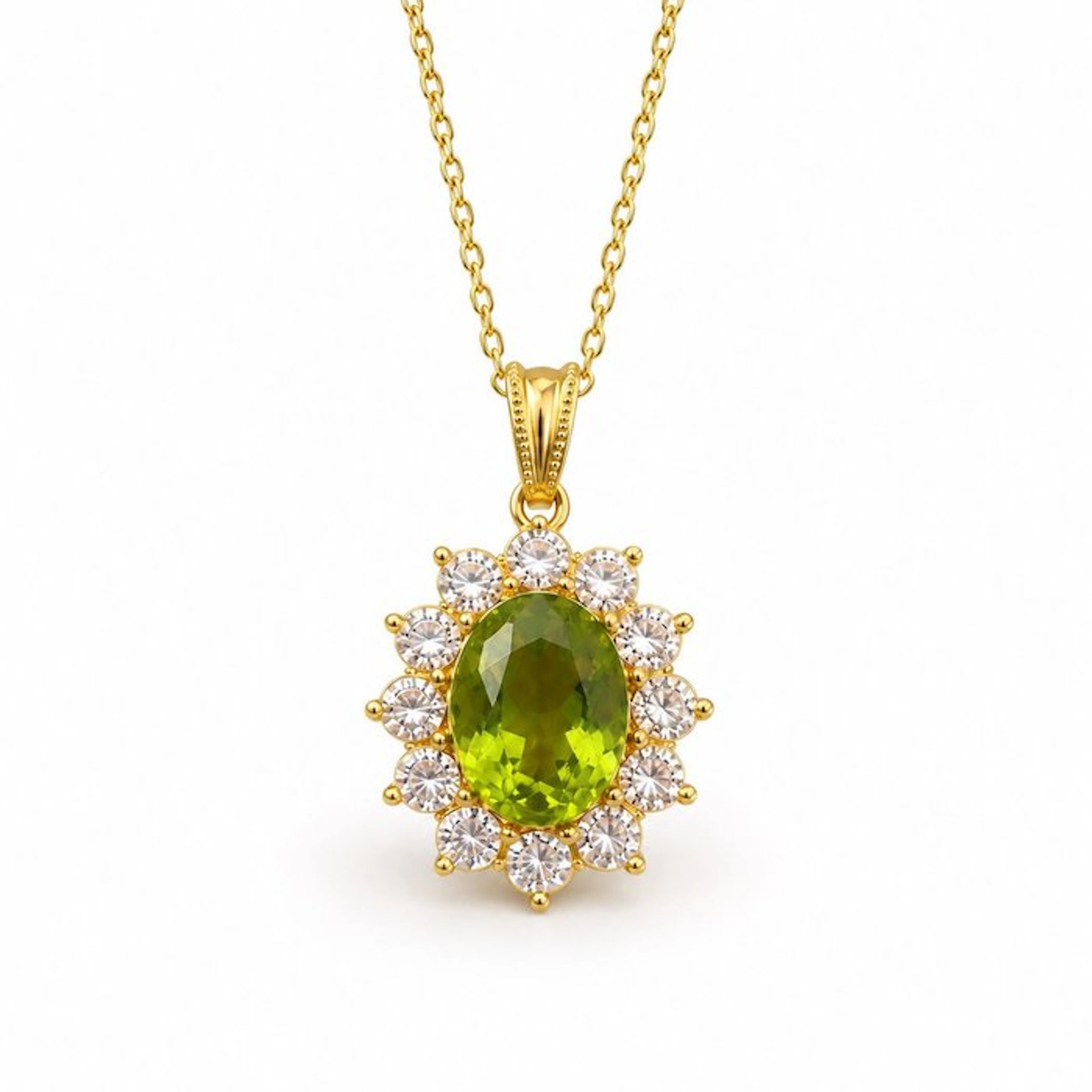 No reserve price - Necklace - 18 kt. Yellow gold Peridot - Topaz
