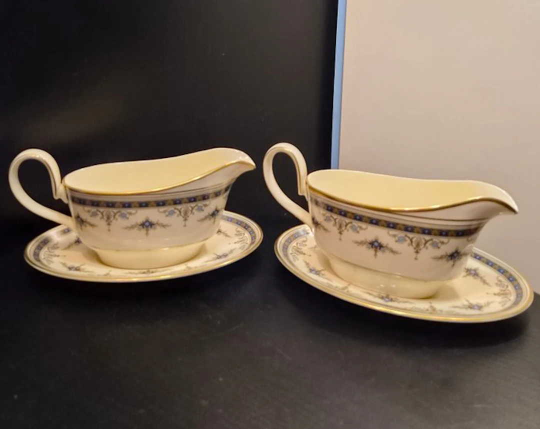 Minton - Sauce boat (2) - Vintage Minton Grasmere Blue...