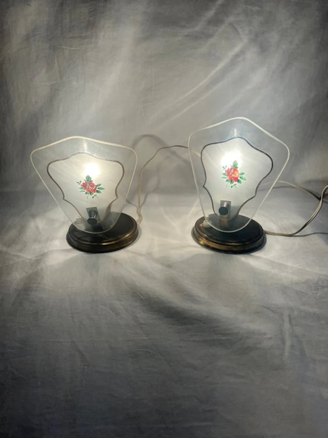 Table lamp (2) - Brass, Glass