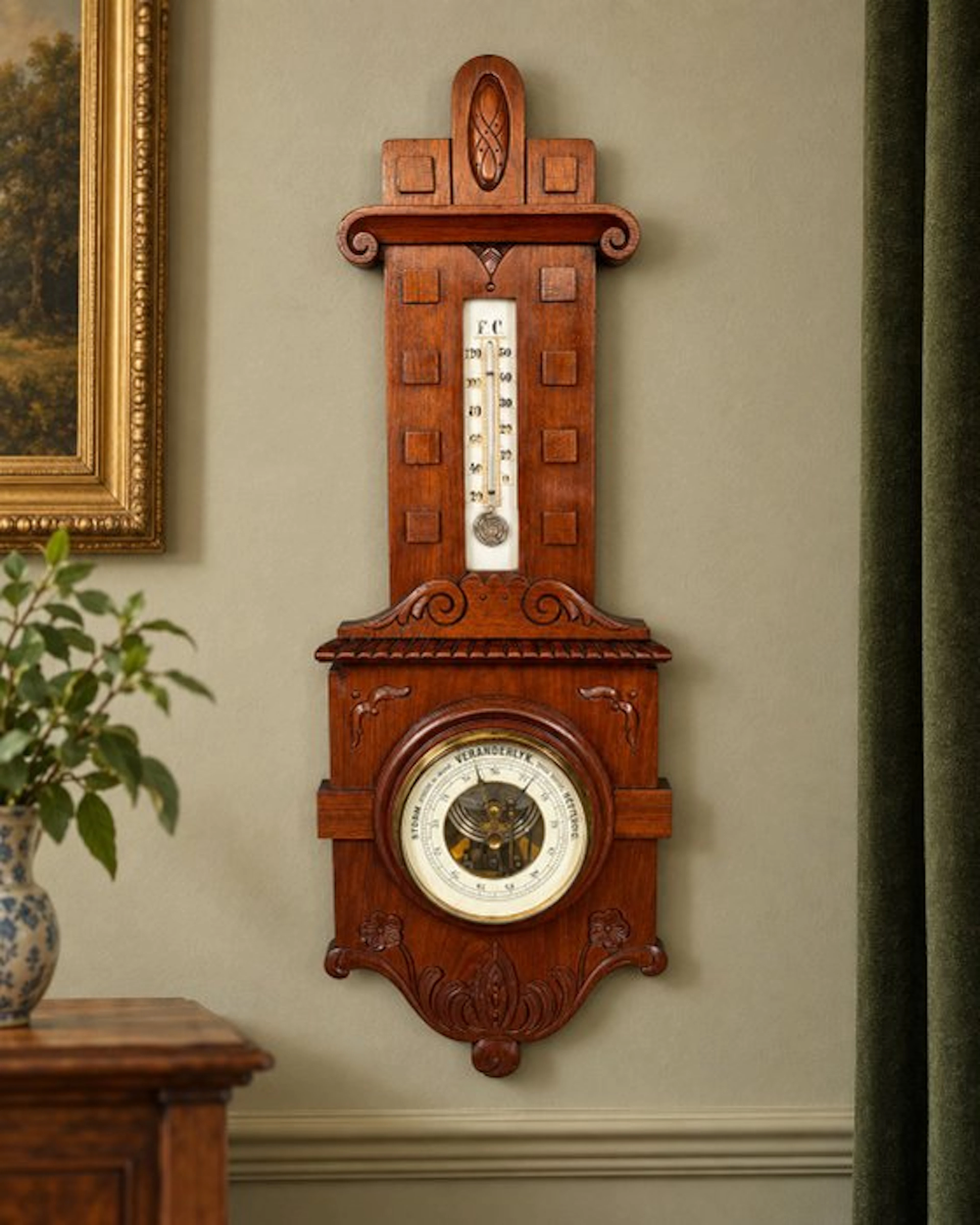 Aneroid barometer - Wood - aneroid wall barometer